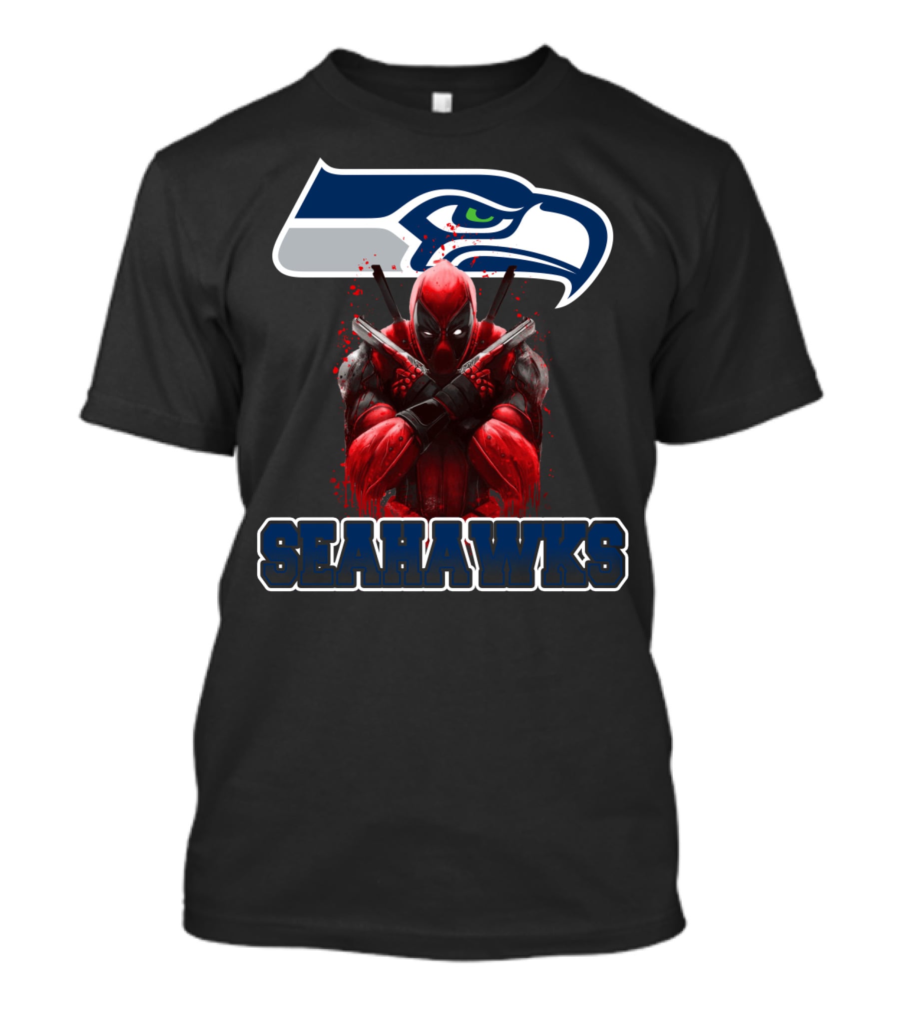 Seattle Seahawks Logo With Deadpool Crossover Fan Collaboration Seahawks T-Shirt