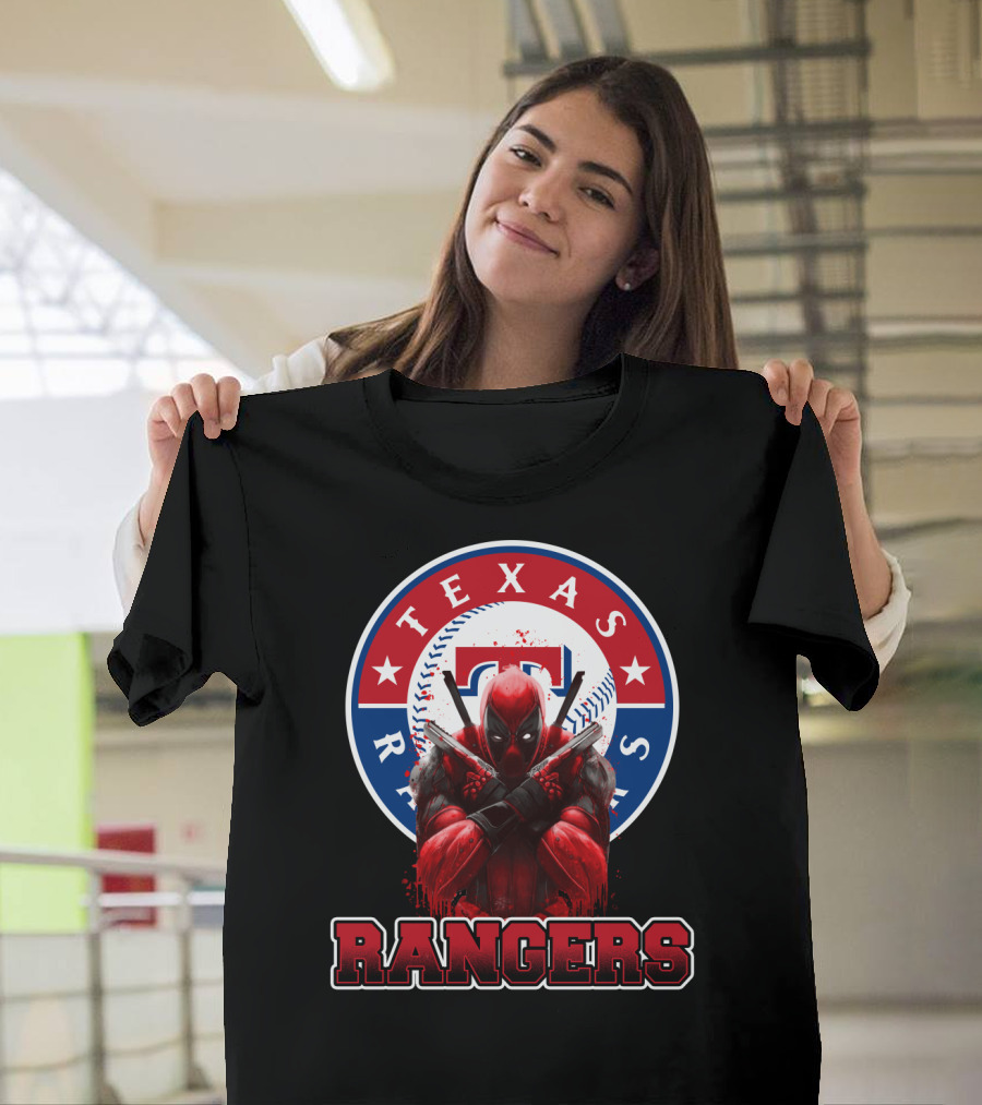 Texas Rangers Deadpool Crossover with Baseball T-Shirt