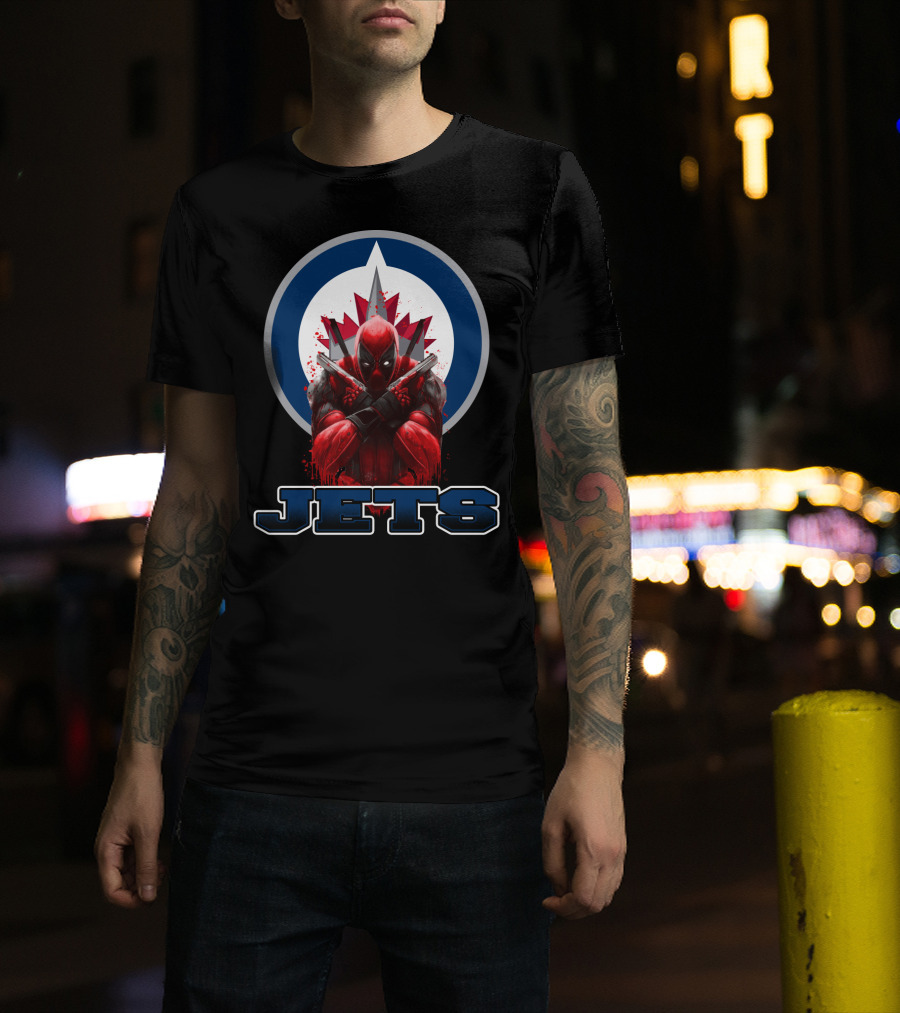 Winnipeg Jets Deadpool Crossover Logo Fans T-Shirt