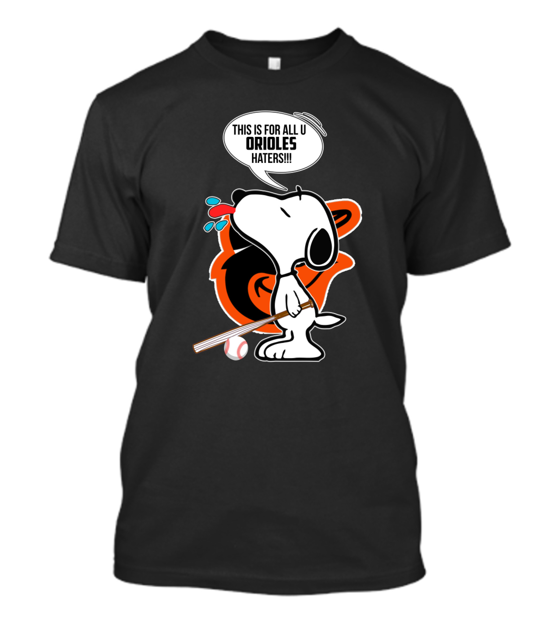 Snoopy Celebrating Baltimore Orioles With Baseball Bat For Orioles Haters T-Shirt