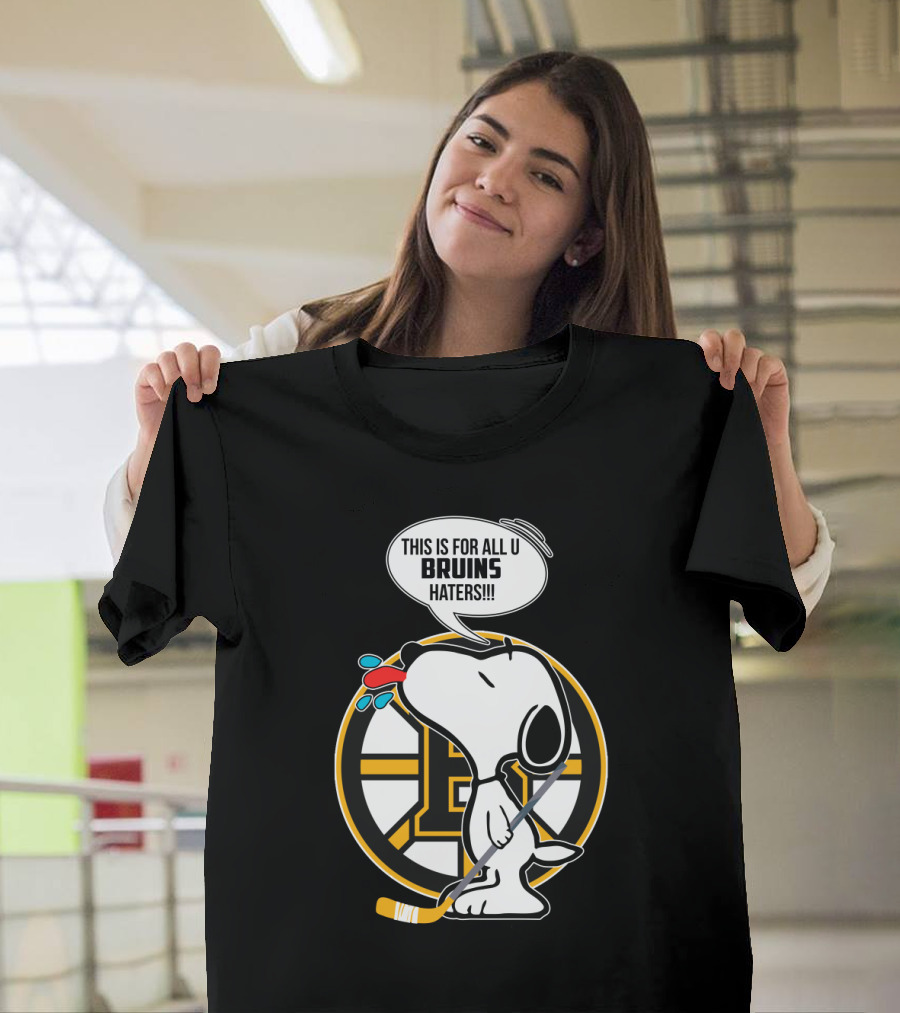 Snoopy Boston Bruins Haters Message With Hockey Stick T-Shirt