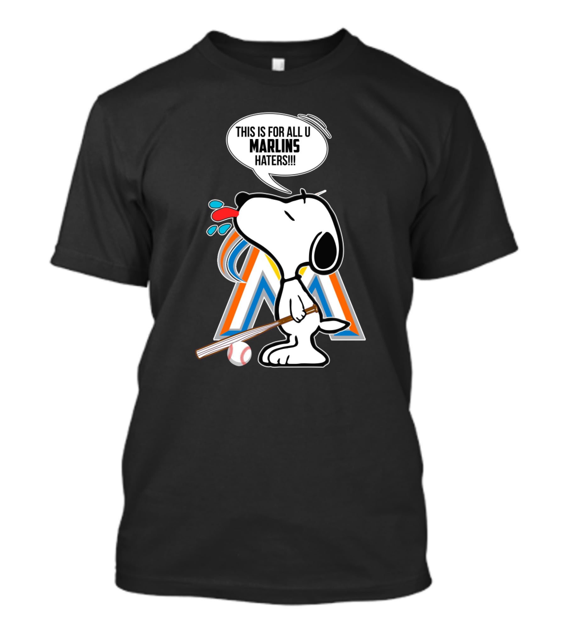 Snoopy Miami Marlins Haters Baseball Fan Humor T-Shirt