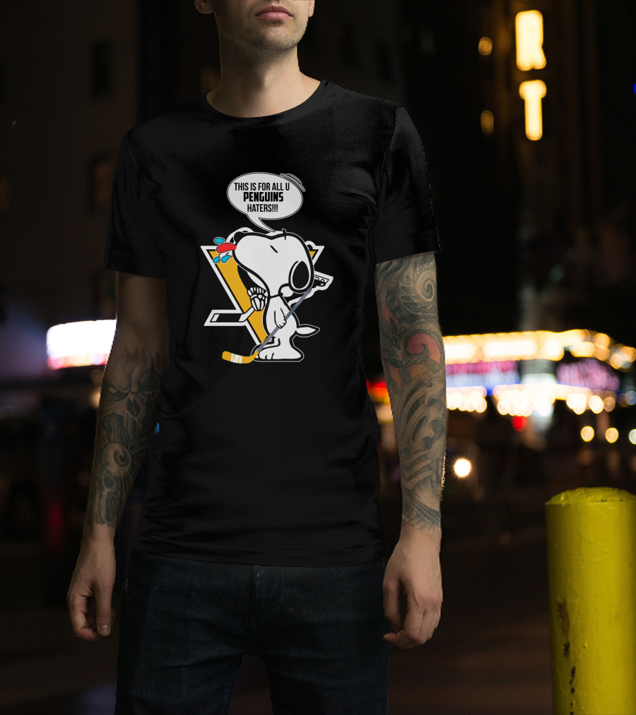 Snoopy Pittsburgh Penguins Hockey Speech Bubble Fan T-Shirt