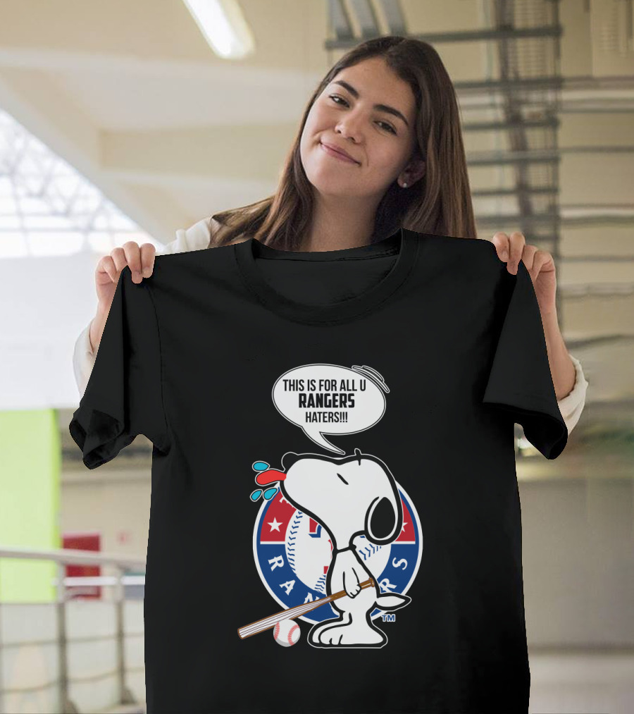 Snoopy And Texas Rangers Baseball Fans United Against Haters T-Shirt