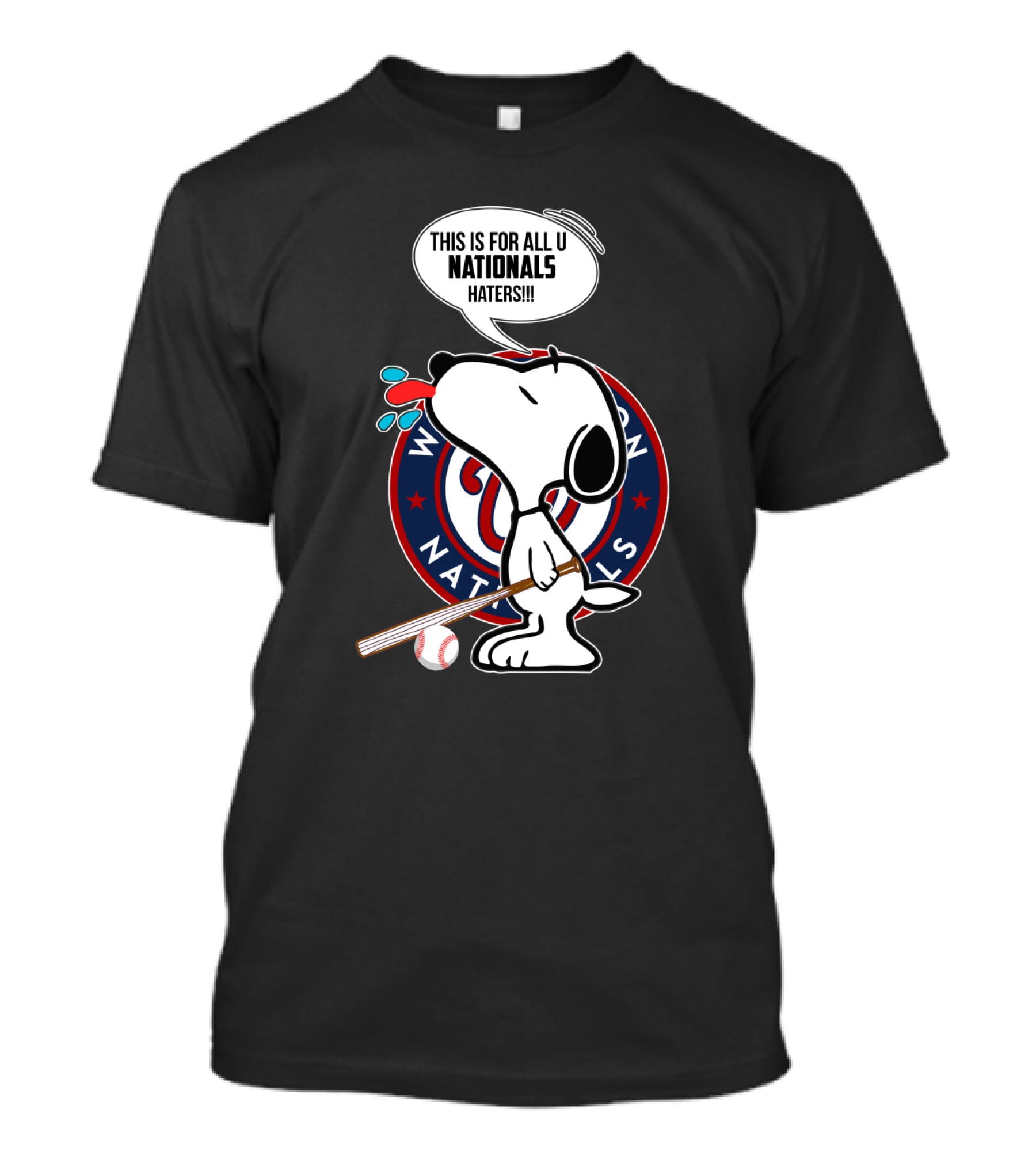 Snoopy Nationals Haters Speech Bubble With Washington Baseball T-Shirt