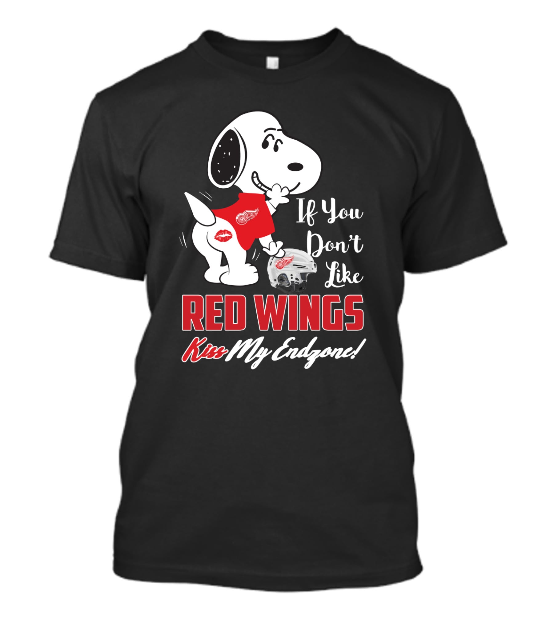 Snoopy If You Don't Like Red Wings Kiss My Endzone T-Shirt