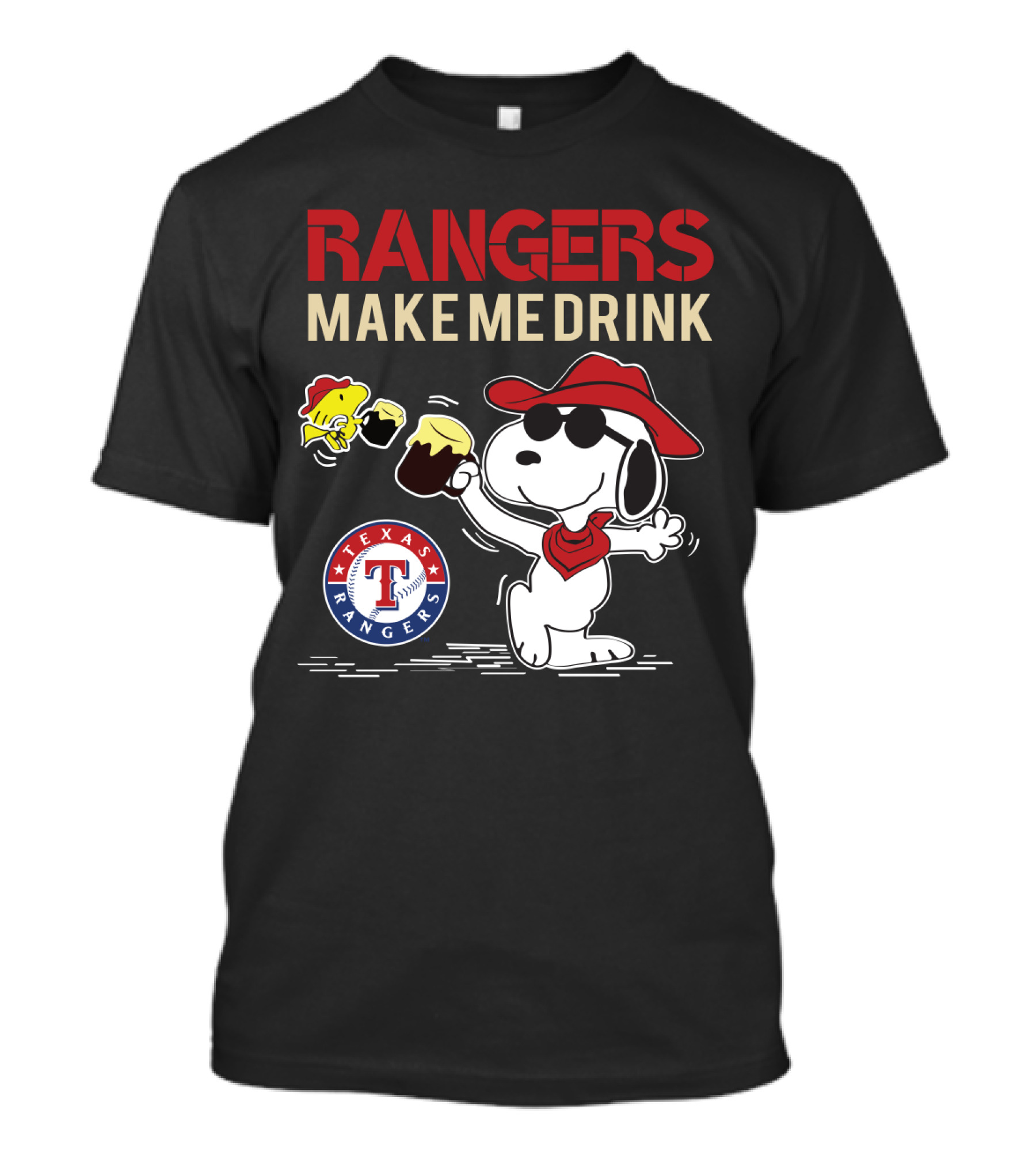 Rangers Make Me Drink Snoopy Texas Rangers T-Shirt