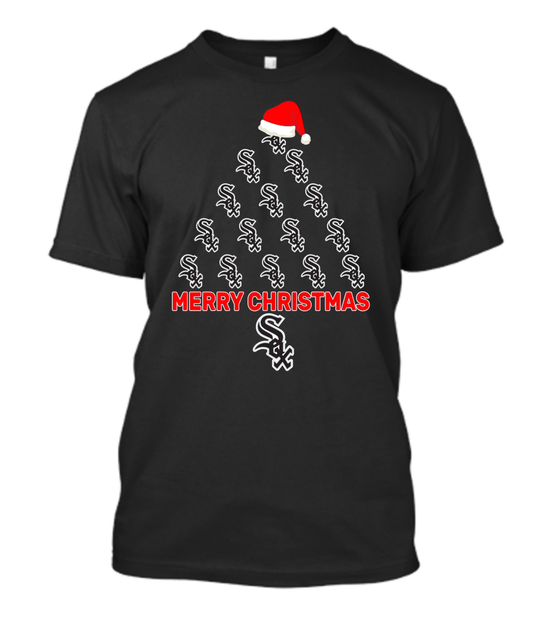 Merry Christmas Chicago White Sox Santa Hat Tree Fan T-Shirt