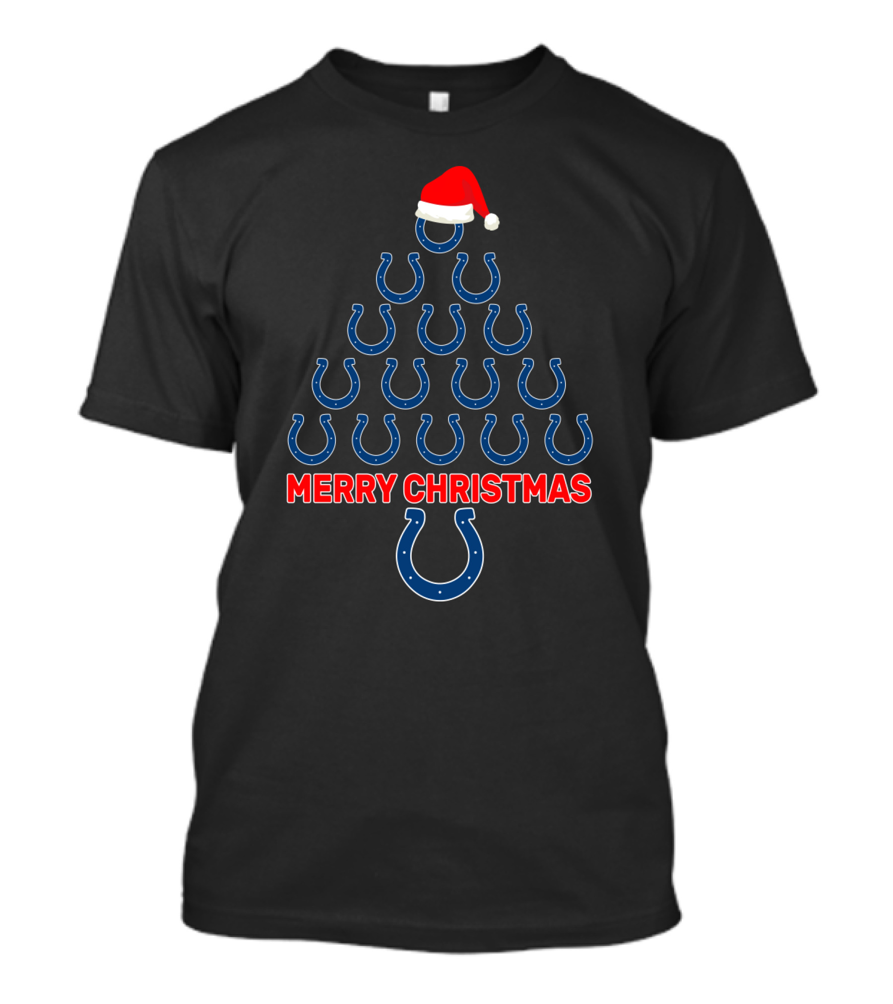 Merry Christmas Tree Indianapolis Colts Horseshoe Fan T-Shirt