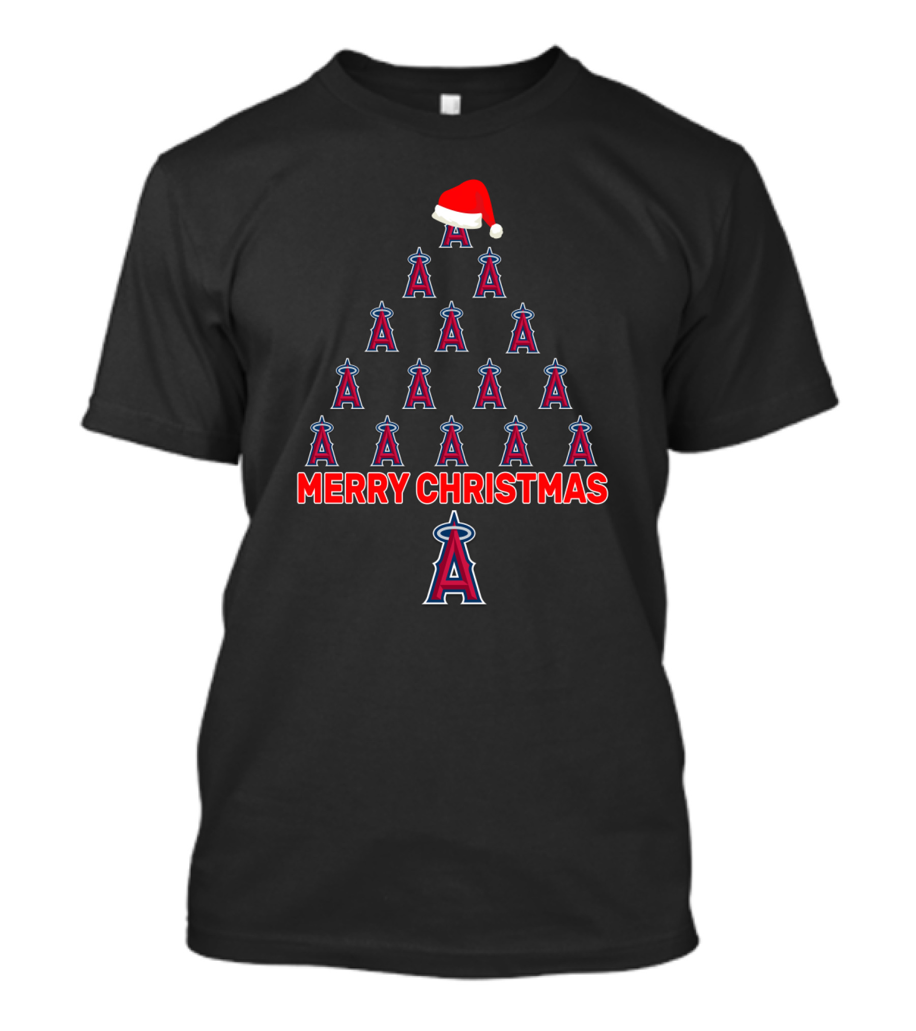 Merry Christmas Los Angeles Angels Santa Hat Tree T-Shirt