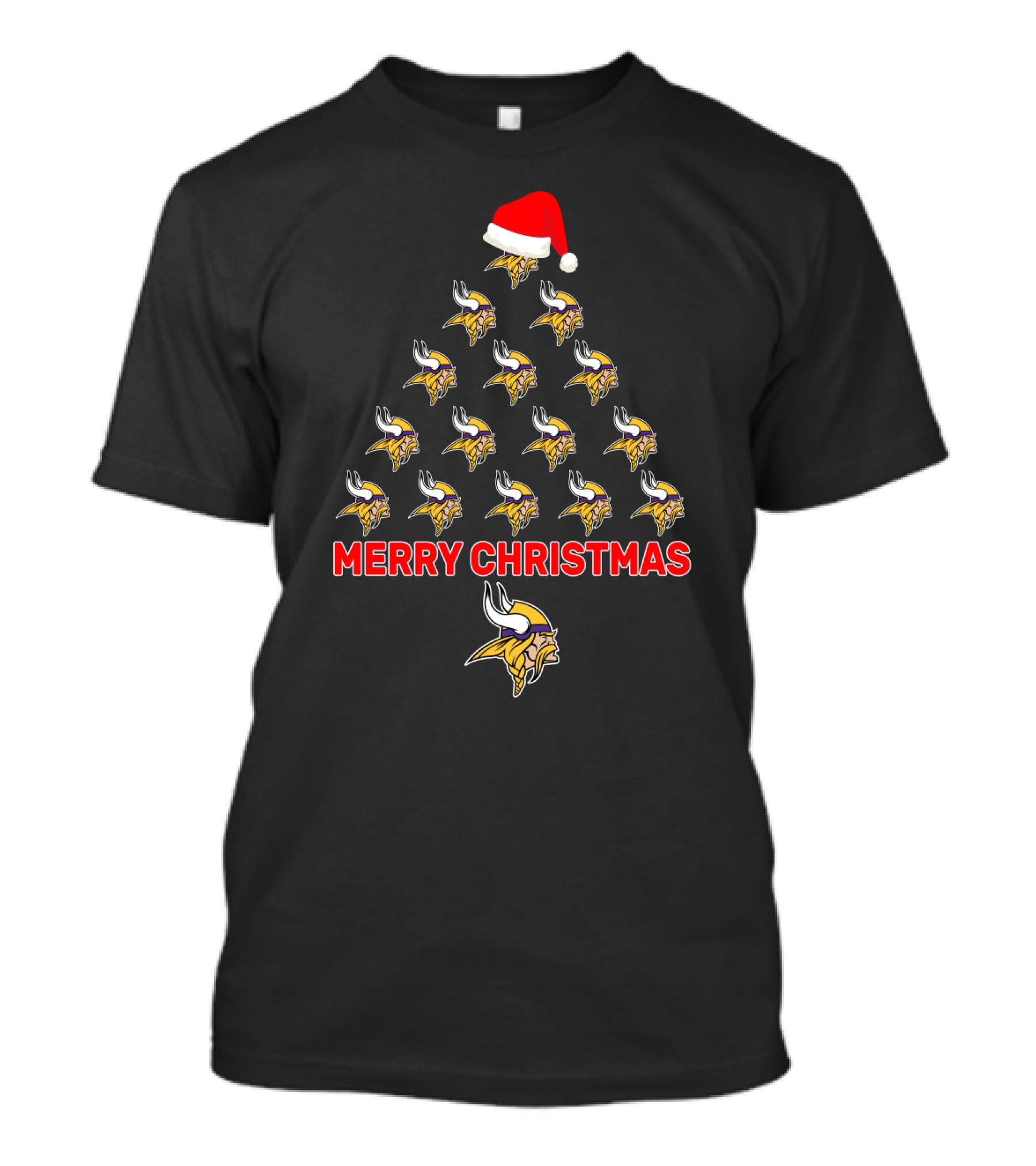 Merry Christmas Minnesota Vikings Tree Santa Hat T-Shirt