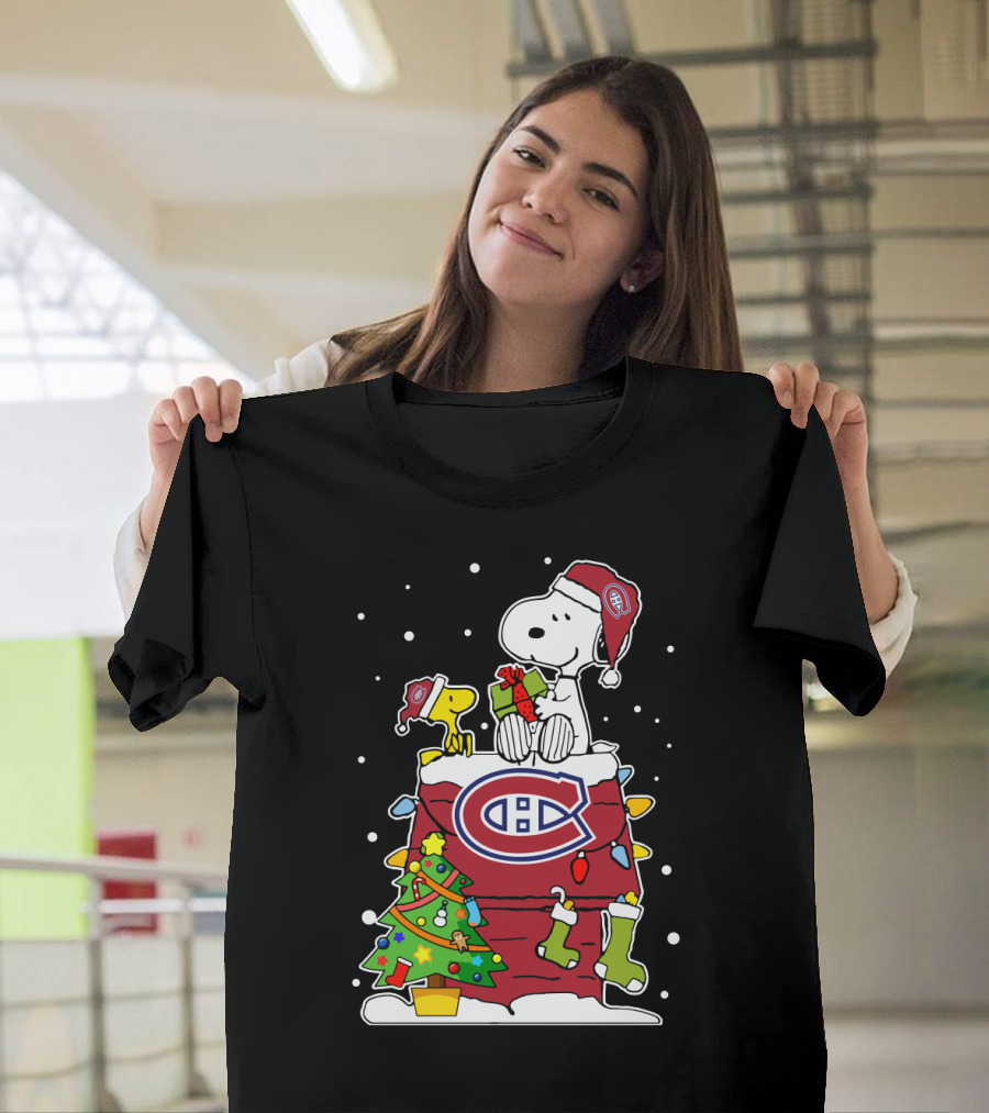 Snoopy and Woodstock Montreal Canadiens Christmas T-Shirt