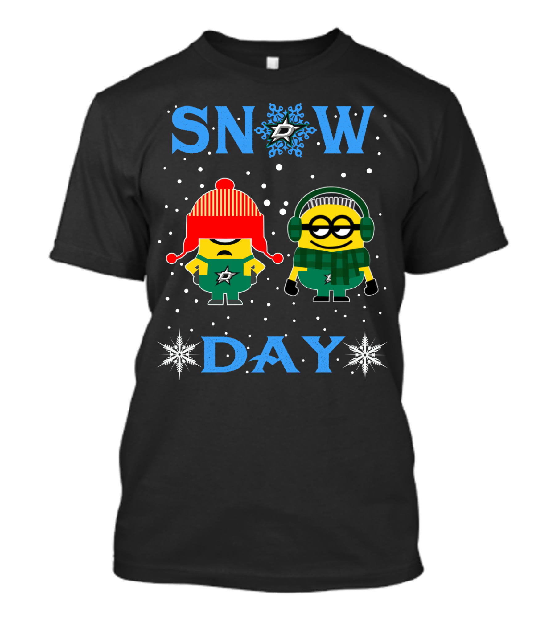 Dallas Stars Snow Day Minions Fans Winter Fun T-Shirt