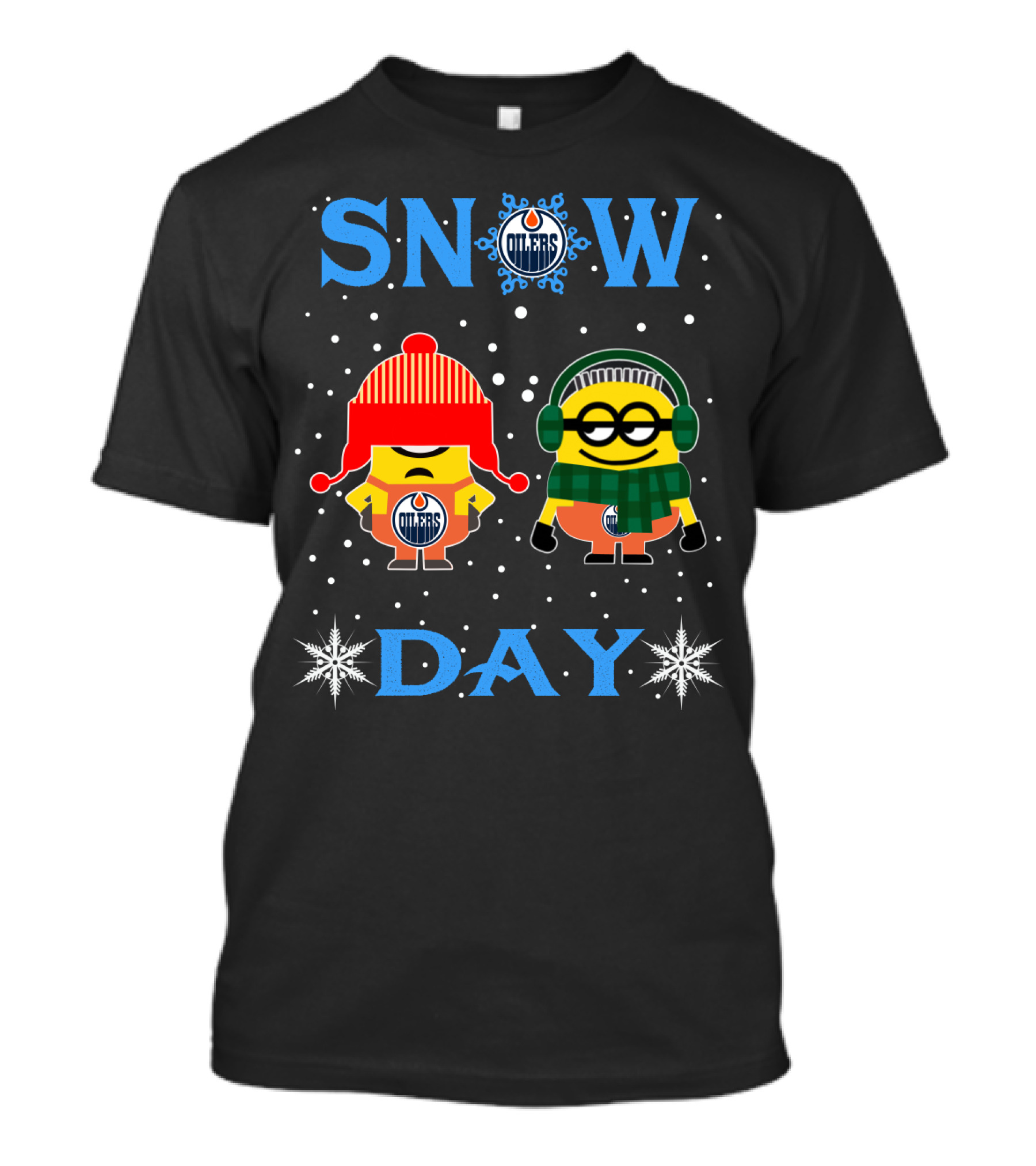 Snow Day With Edmonton Oilers Minion Characters T-Shirt