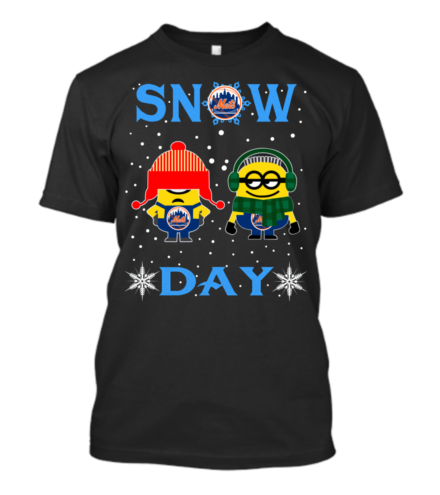 Snow Day Minions With New York Mets Winter T-Shirt