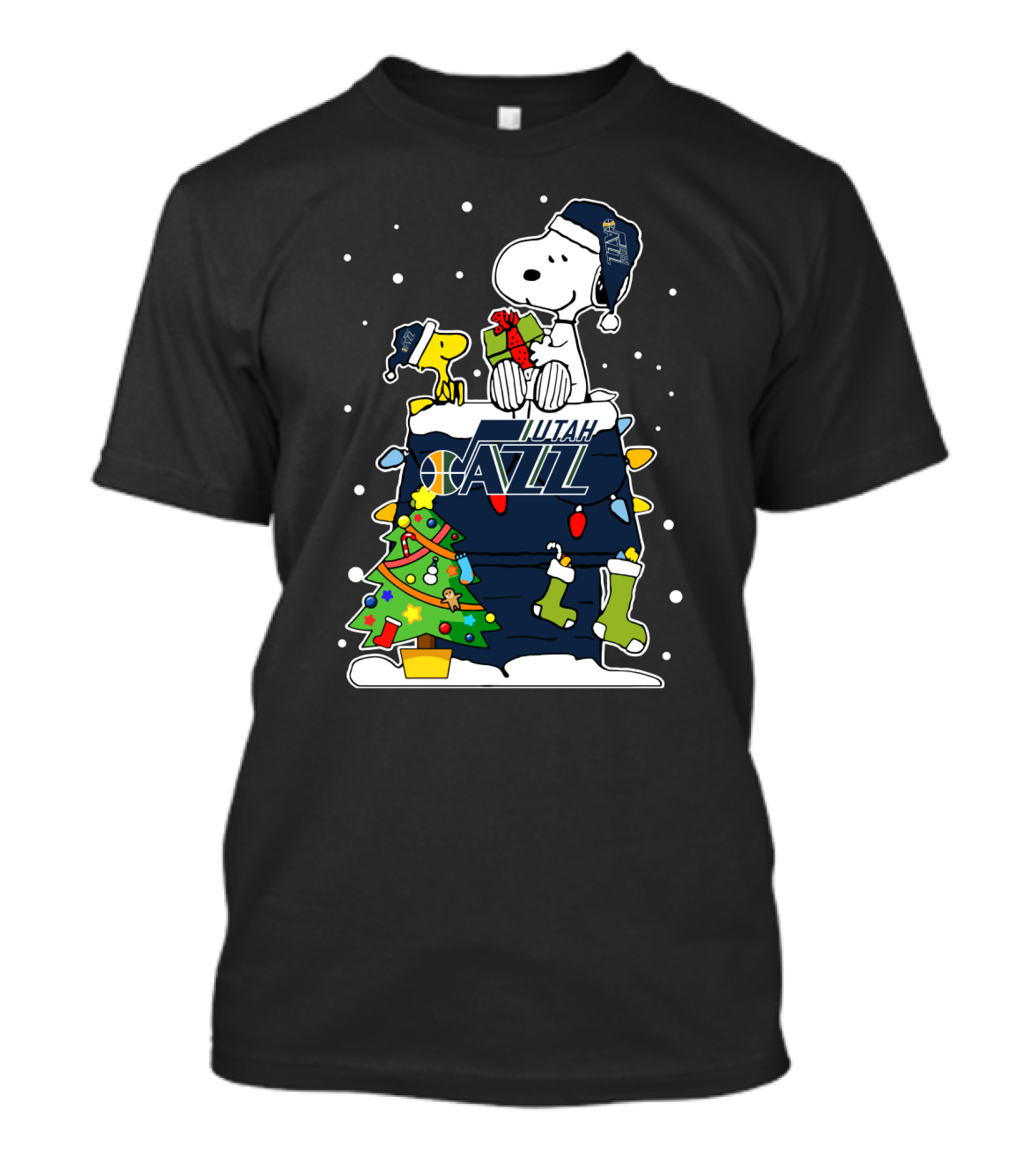Utah Jazz Snoopy Christmas Holiday Celebration T-Shirt
