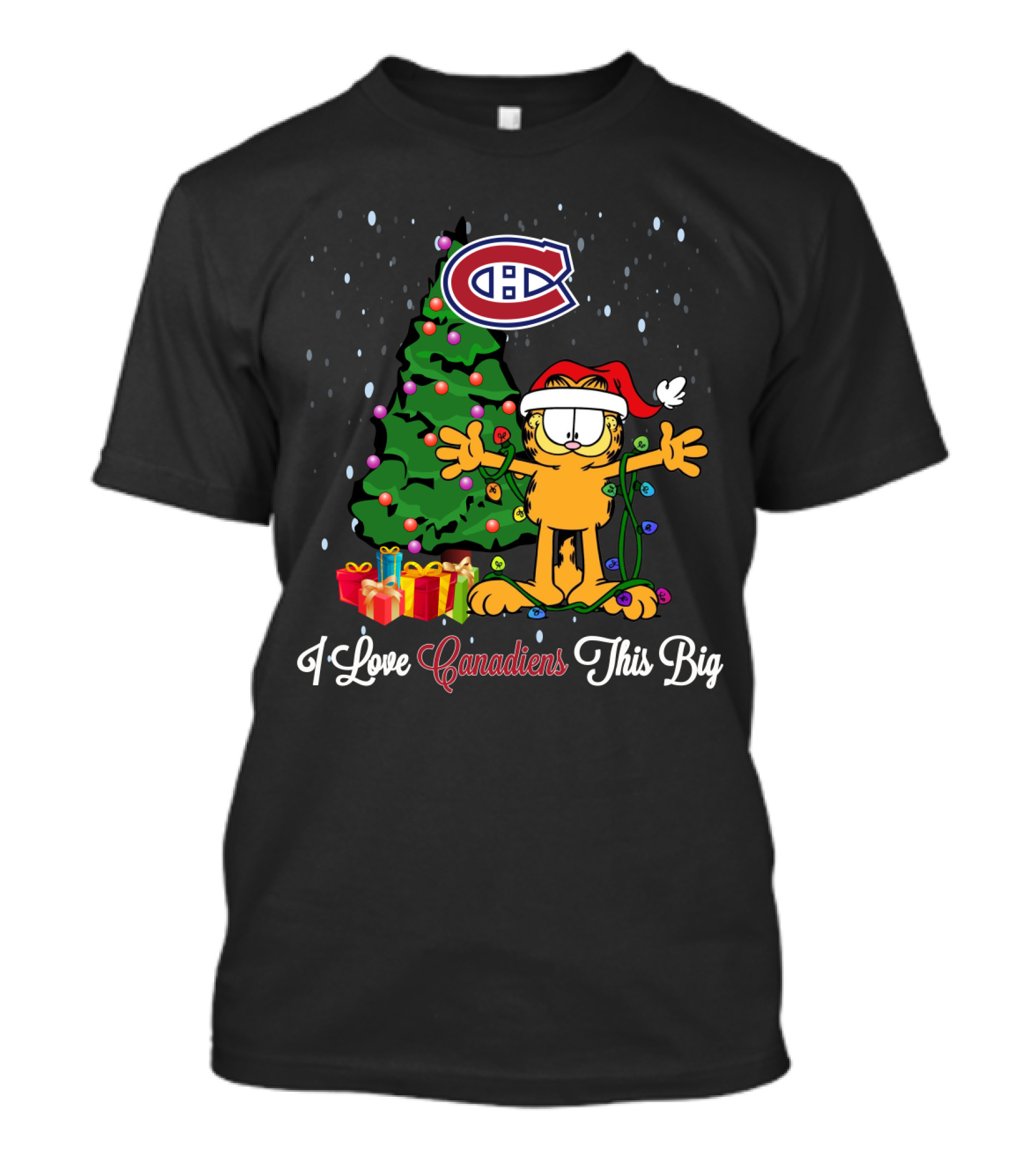 I Love Canadiens This Big Garfield Xmas Montreal Canadiens T-Shirt