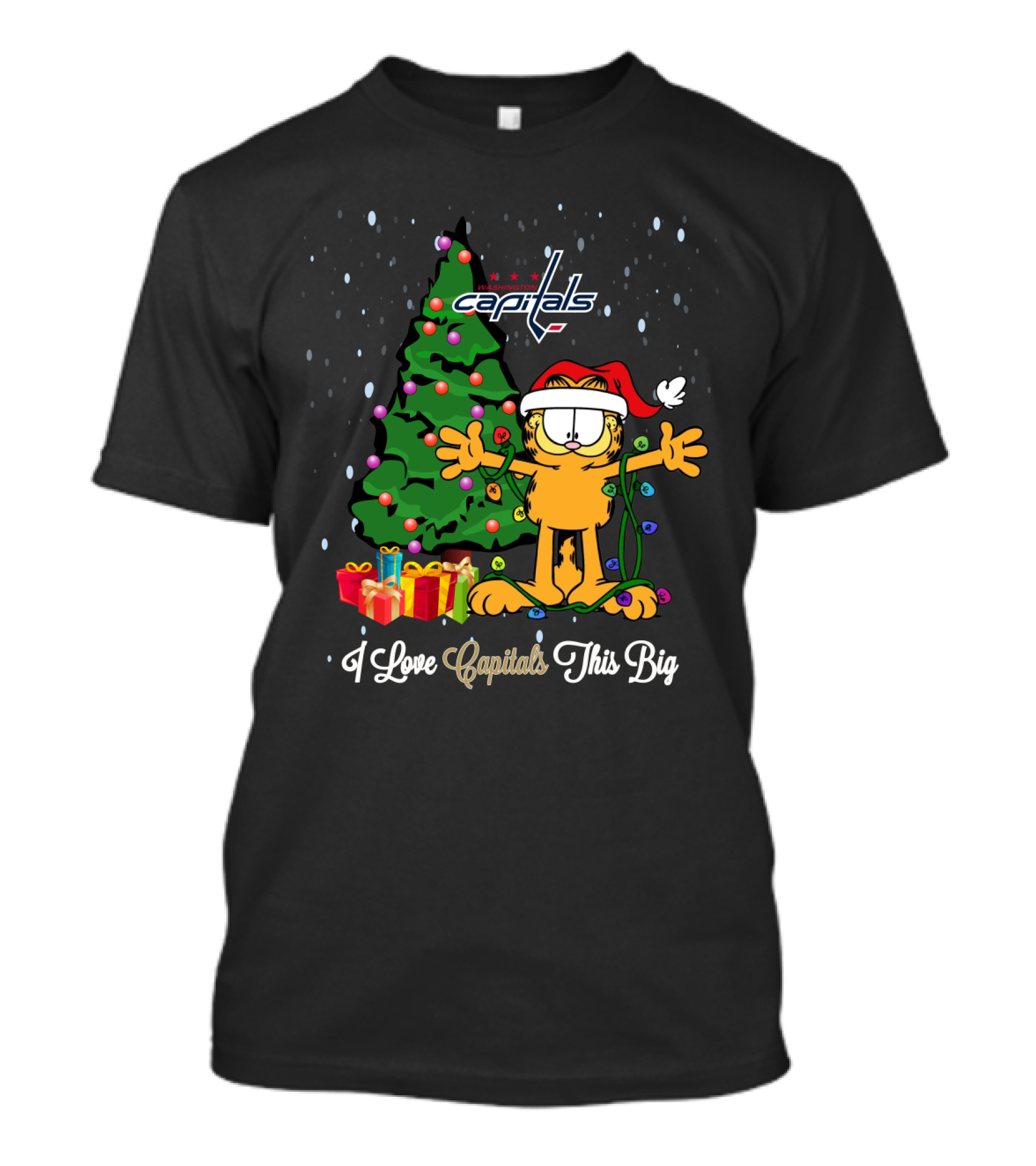 I Love Capitals This Big Garfield Christmas Theme Washington Capitals T-Shirt