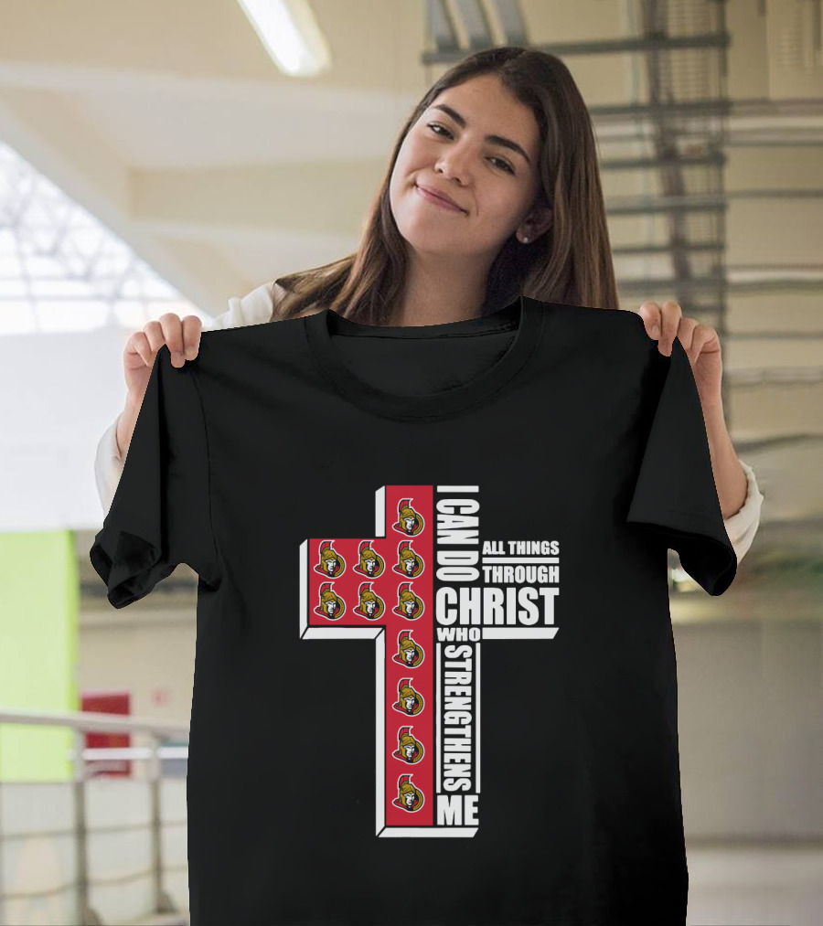 Senators I Can Do All Things Through Christ Logos Cross T-Shirt