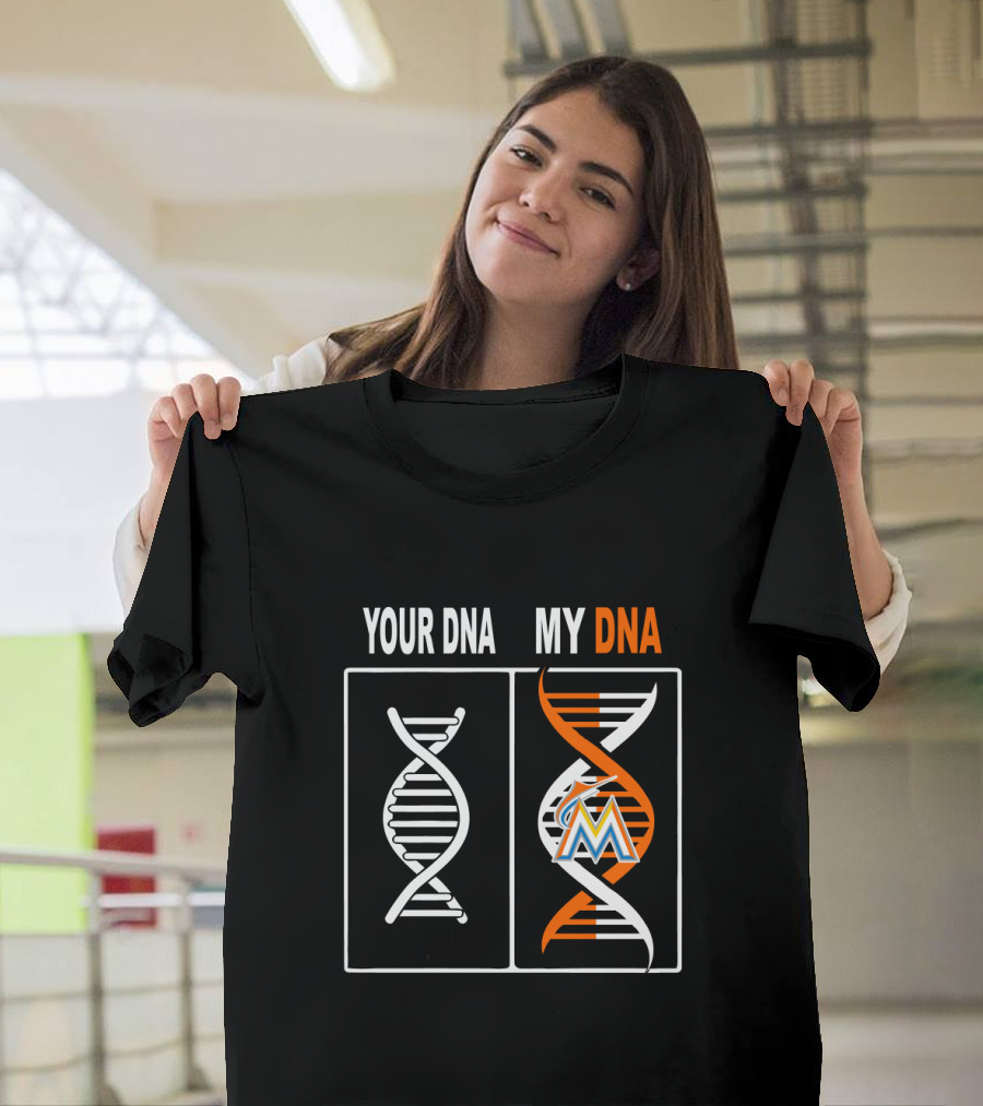 Miami Marlins DNA Double Helix Logo Your DNA My DNA T-Shirt