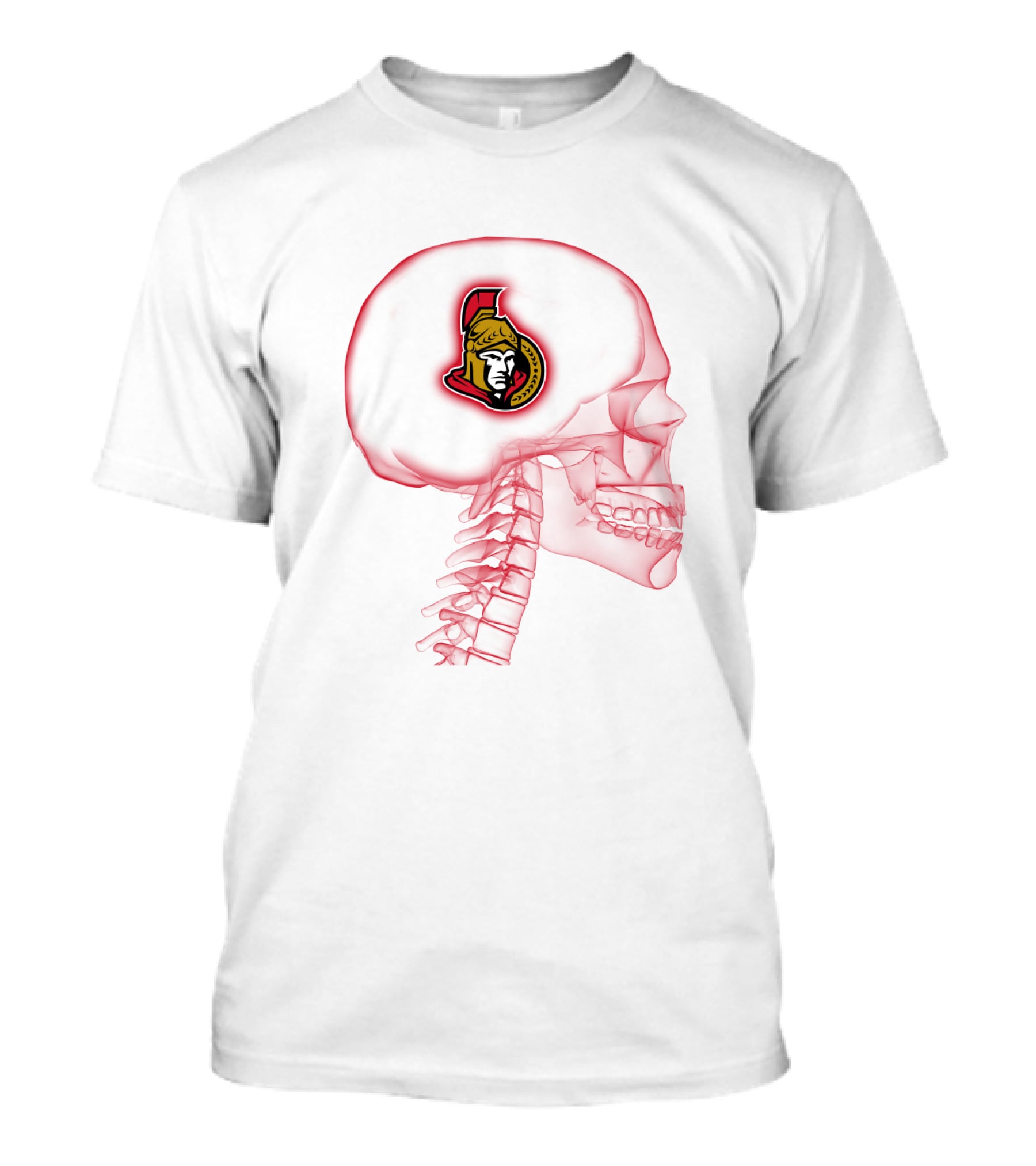 Ottawa Senators Logo Inside Skull Brain Outline T-Shirt