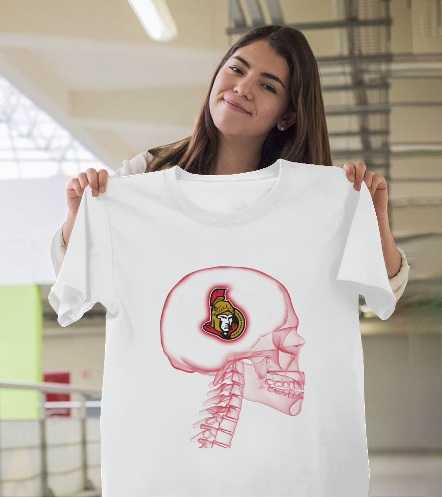 Ottawa Senators Logo Inside Skull Brain Outline T-Shirt