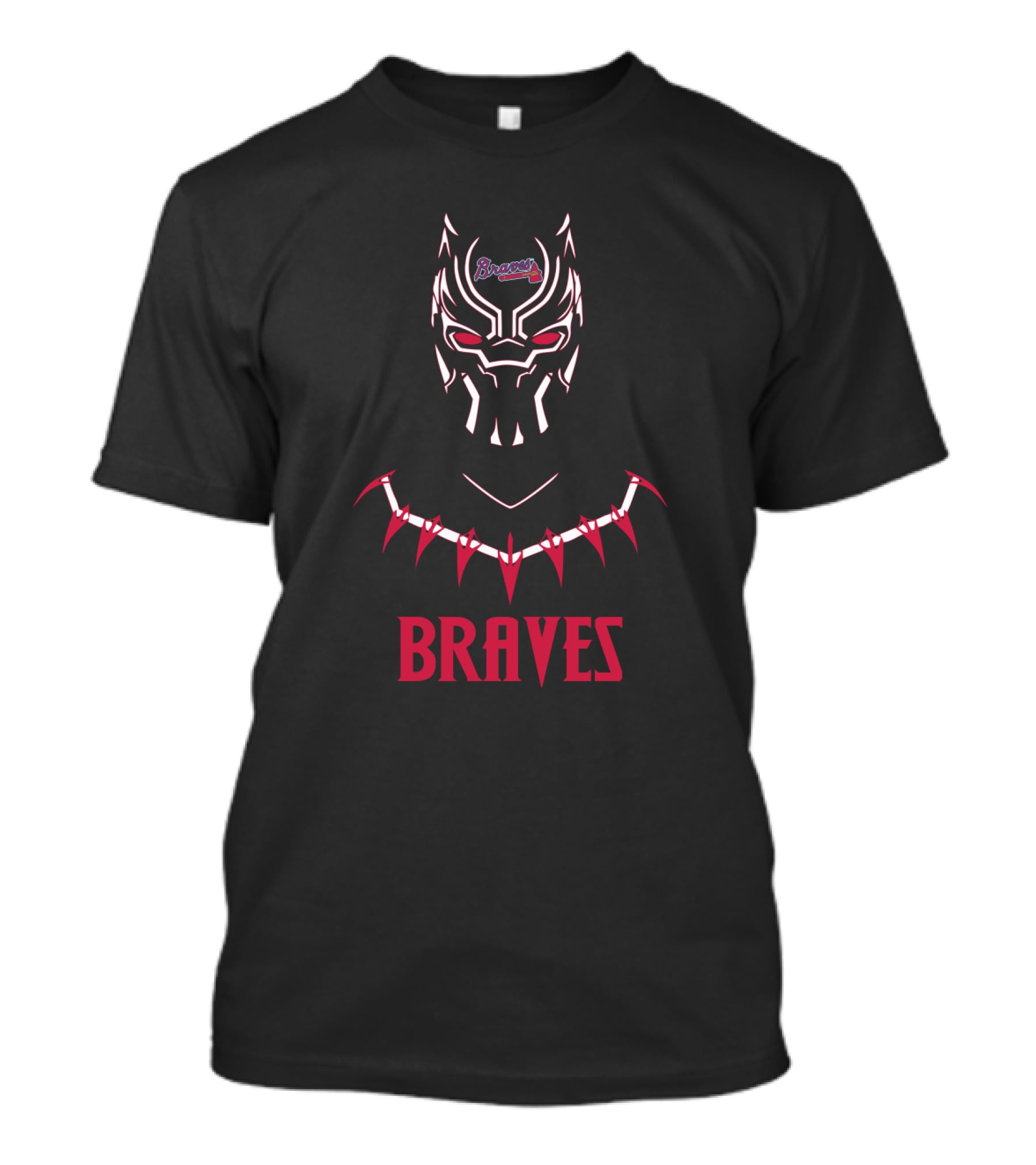 Braves Black Panther Mask With Atlanta Braves Logo Fans T-Shirt