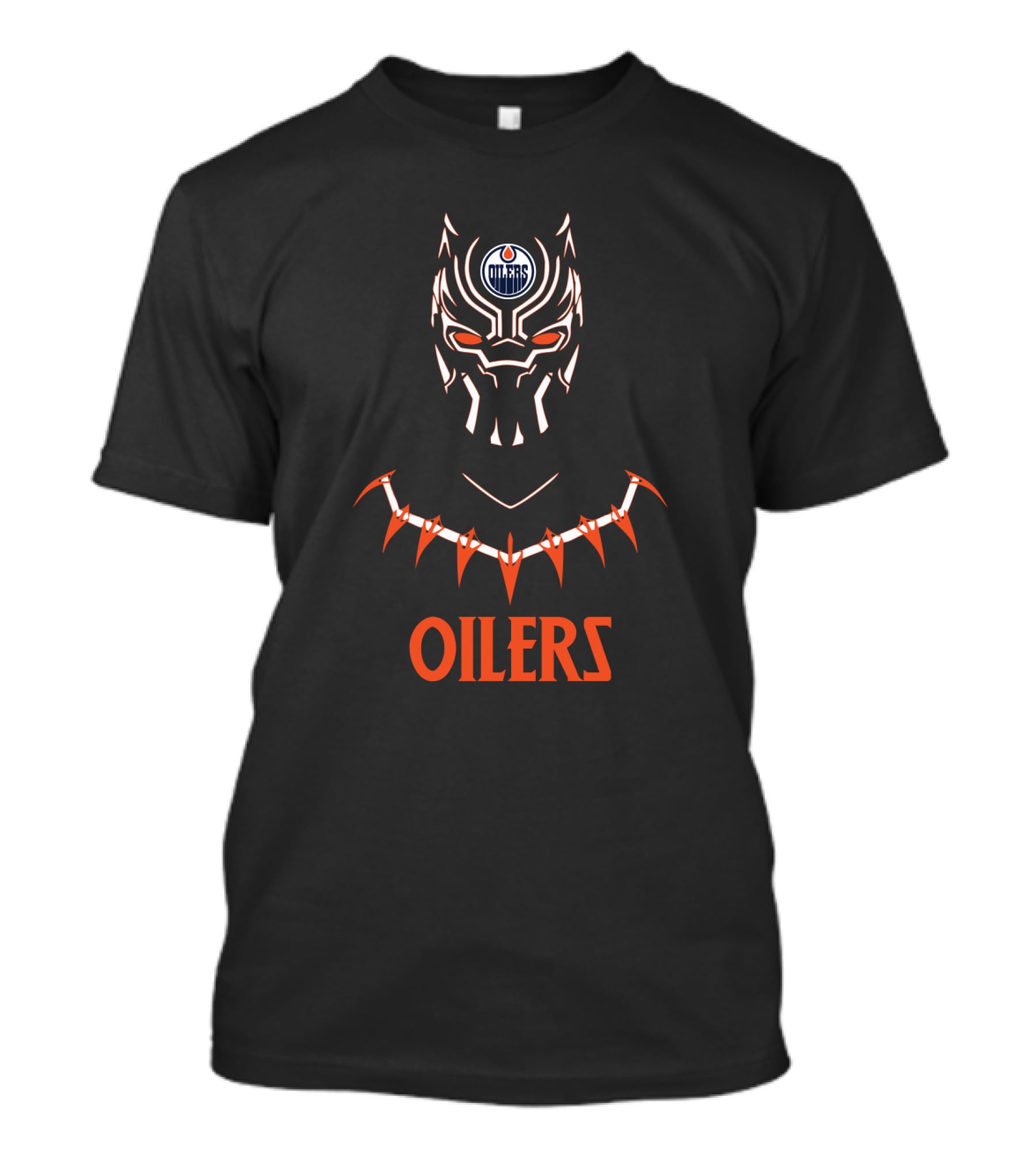 Edmonton Oilers Fan Black Panther Mask T-Shirt