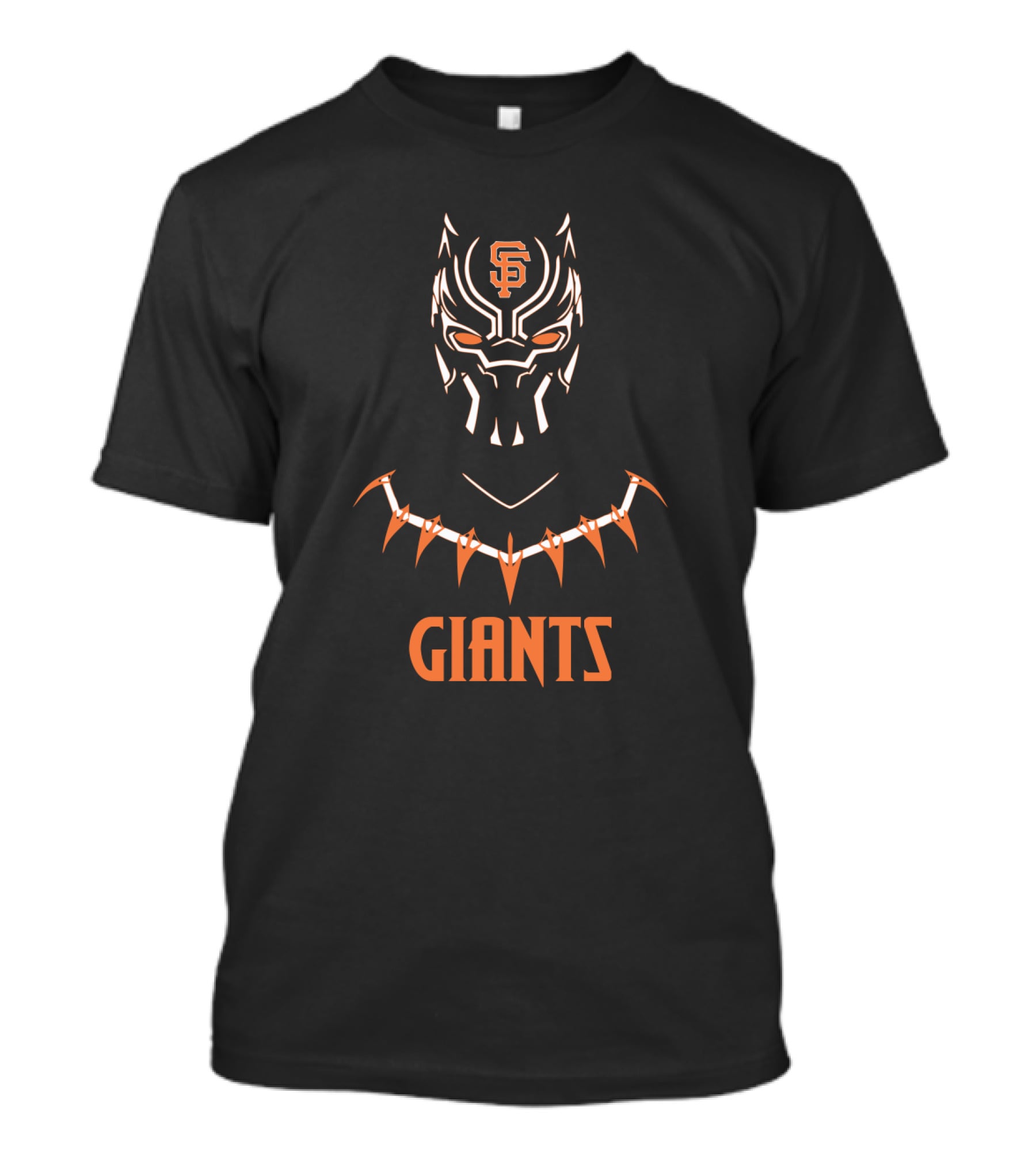 SF Giants Fans Black Panther Inspired Mask And Necklace T-Shirt