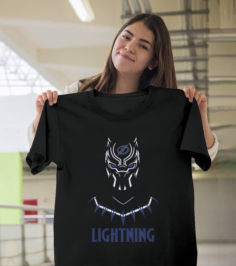 Black Panther Lightning Tampa Bay Fan Marvel Crossover T-Shirt