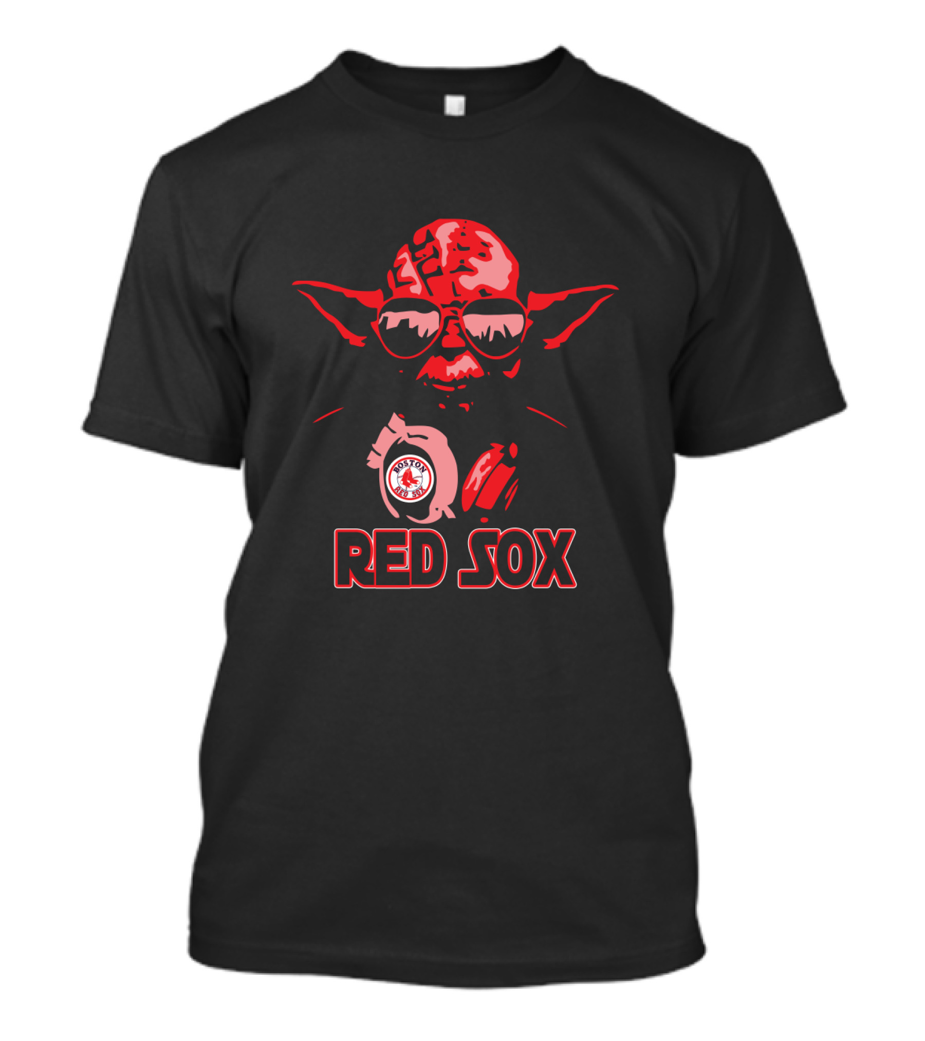 Yoda Wearing Red Sox Gear With Boston Red Sox Text And Star Wars Influence T-Shirt