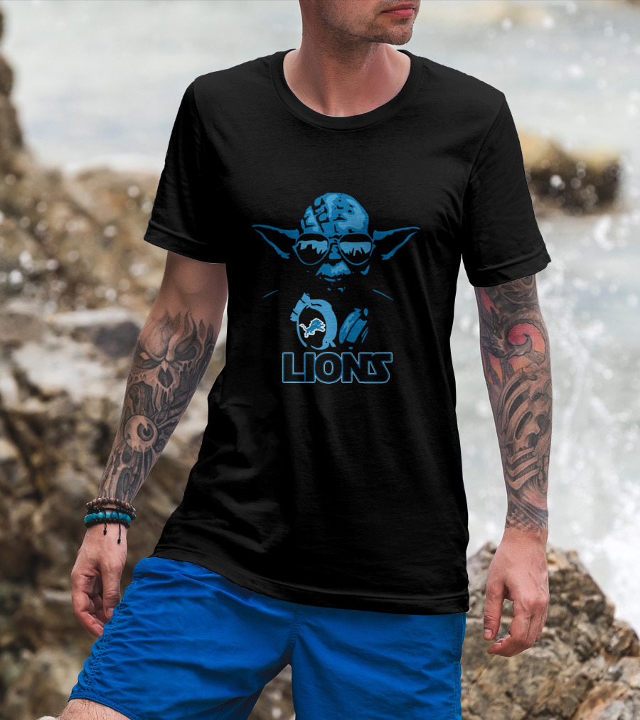 Yoda Detroit Lions Fans Star Wars-Style T-Shirt