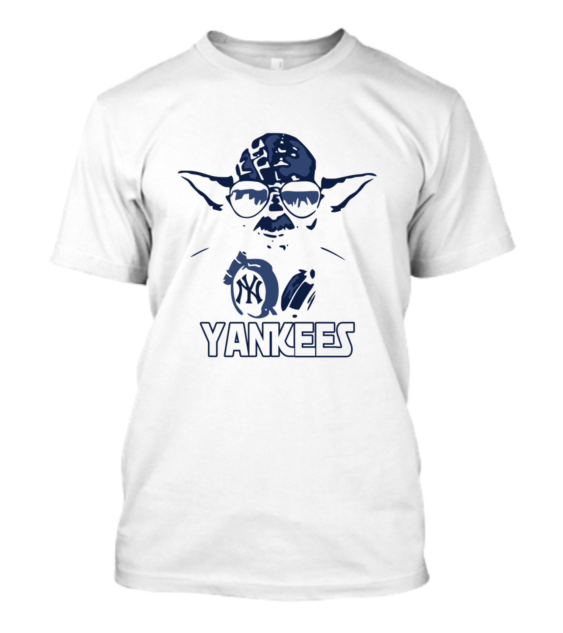 Yoda Star Wars Yankees New York Fans With NY Logo And Dark T-Shirt
