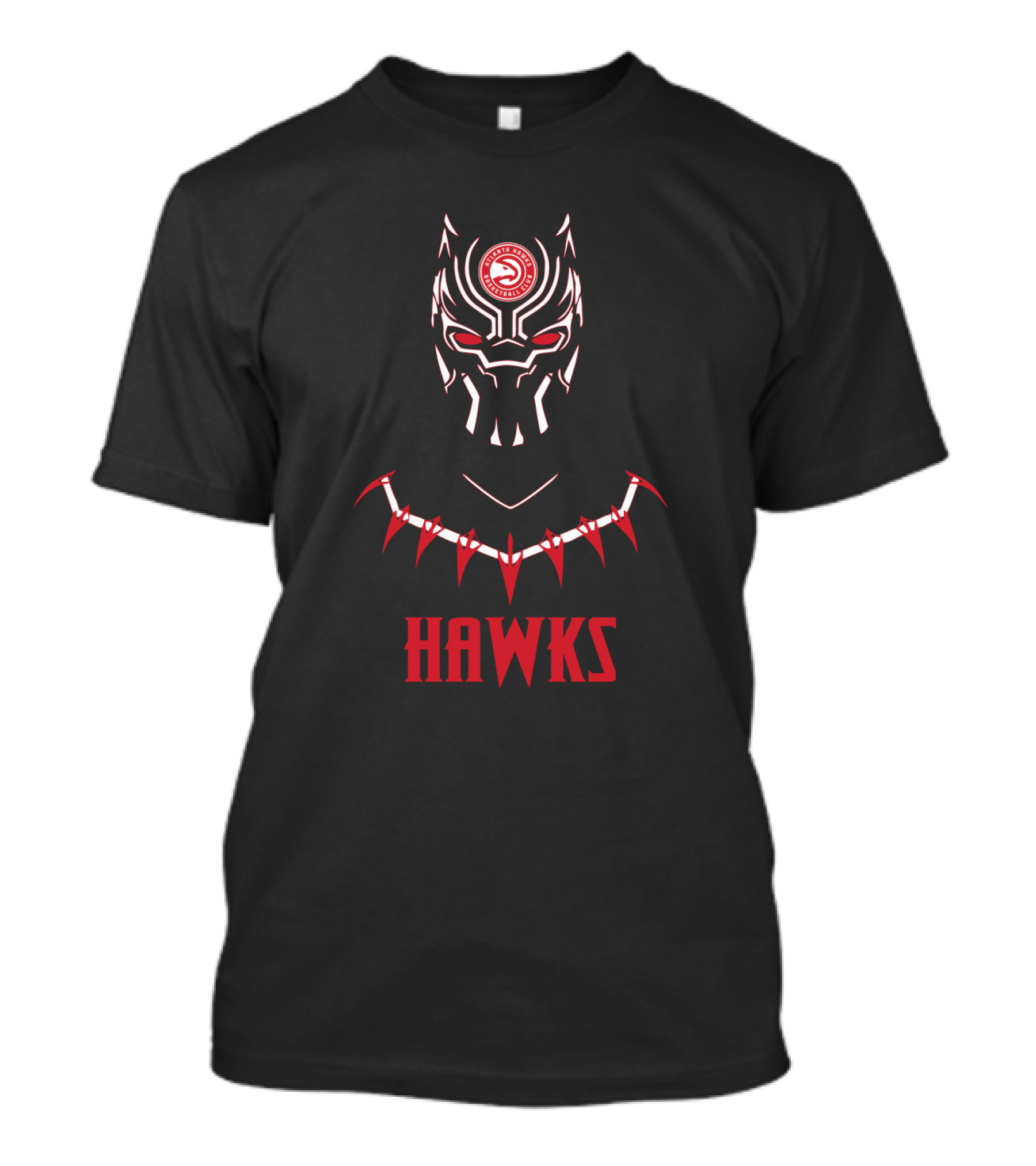 Hawks Black Panther Mask With Atlanta Hawks T-Shirt