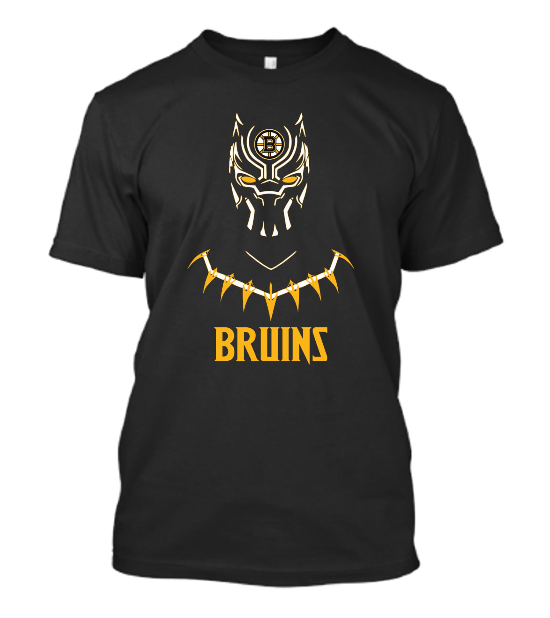 Black Panther Boston Bruins Mashup Fan Art With Bruins T-Shirt