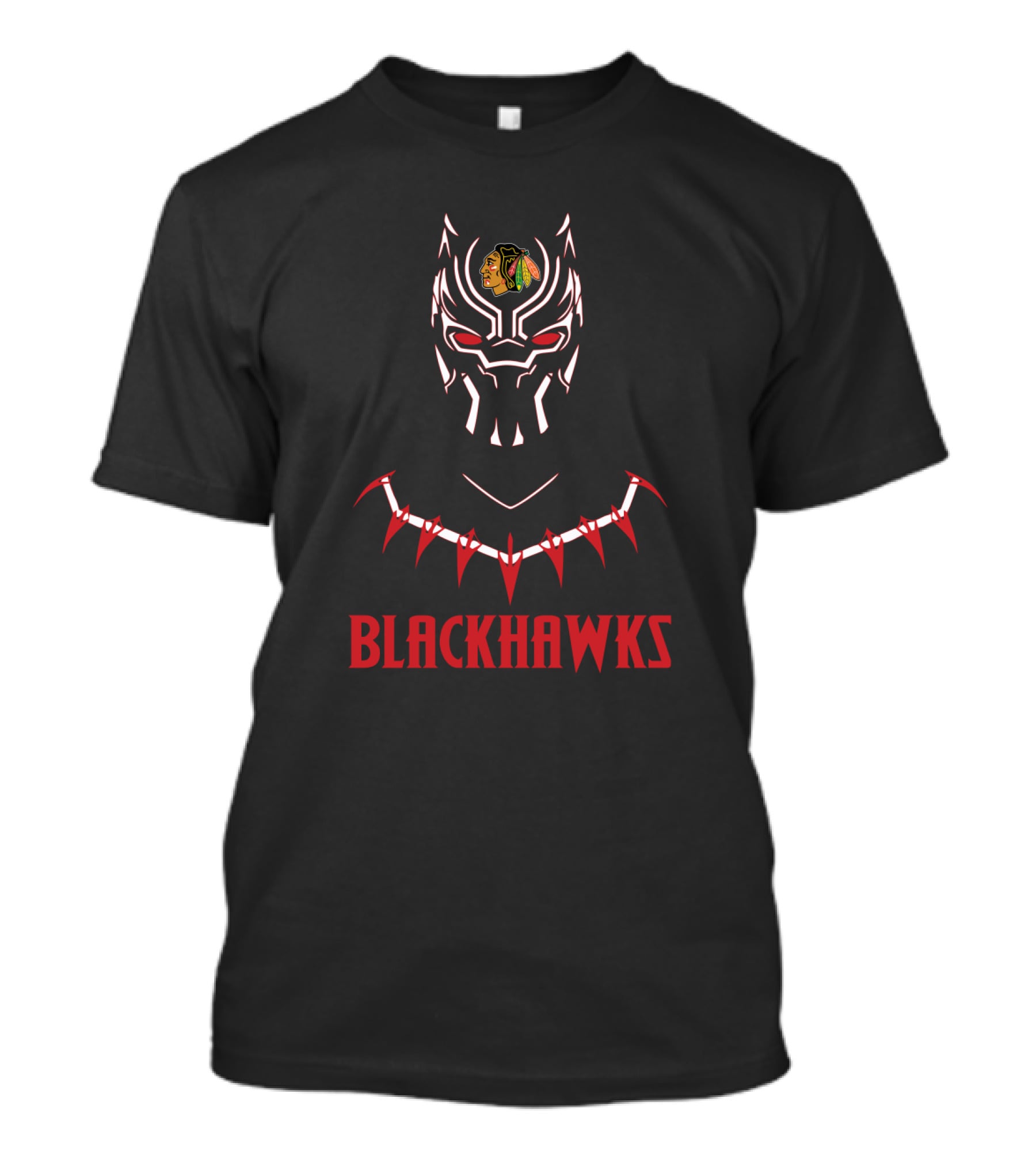 Black Panther Meets Chicago Blackhawks Fans Crossover T-Shirt