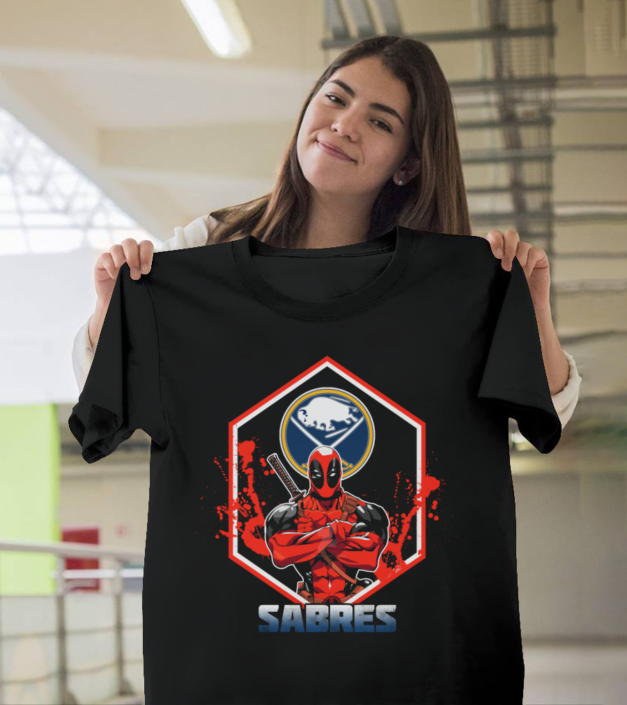 Deadpool with Buffalo Sabres Logo Fan T-Shirt