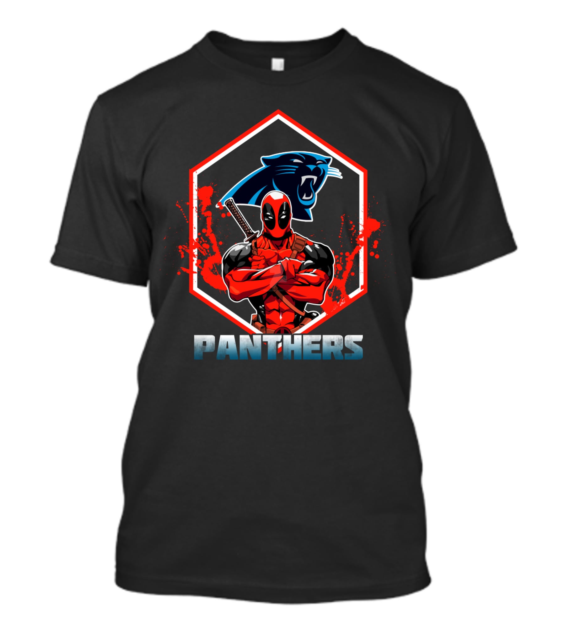 Deadpool Panthers Fans Crossover With Carolina Panthers T-Shirt