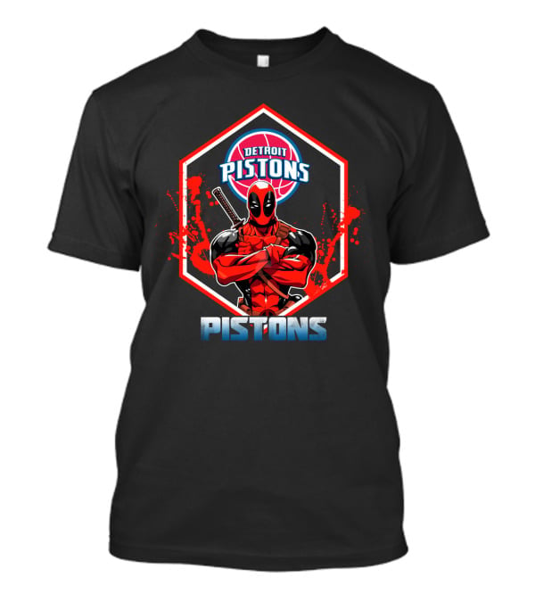 Deadpool Detroit Pistons Fans Marvel Crossover T-Shirt