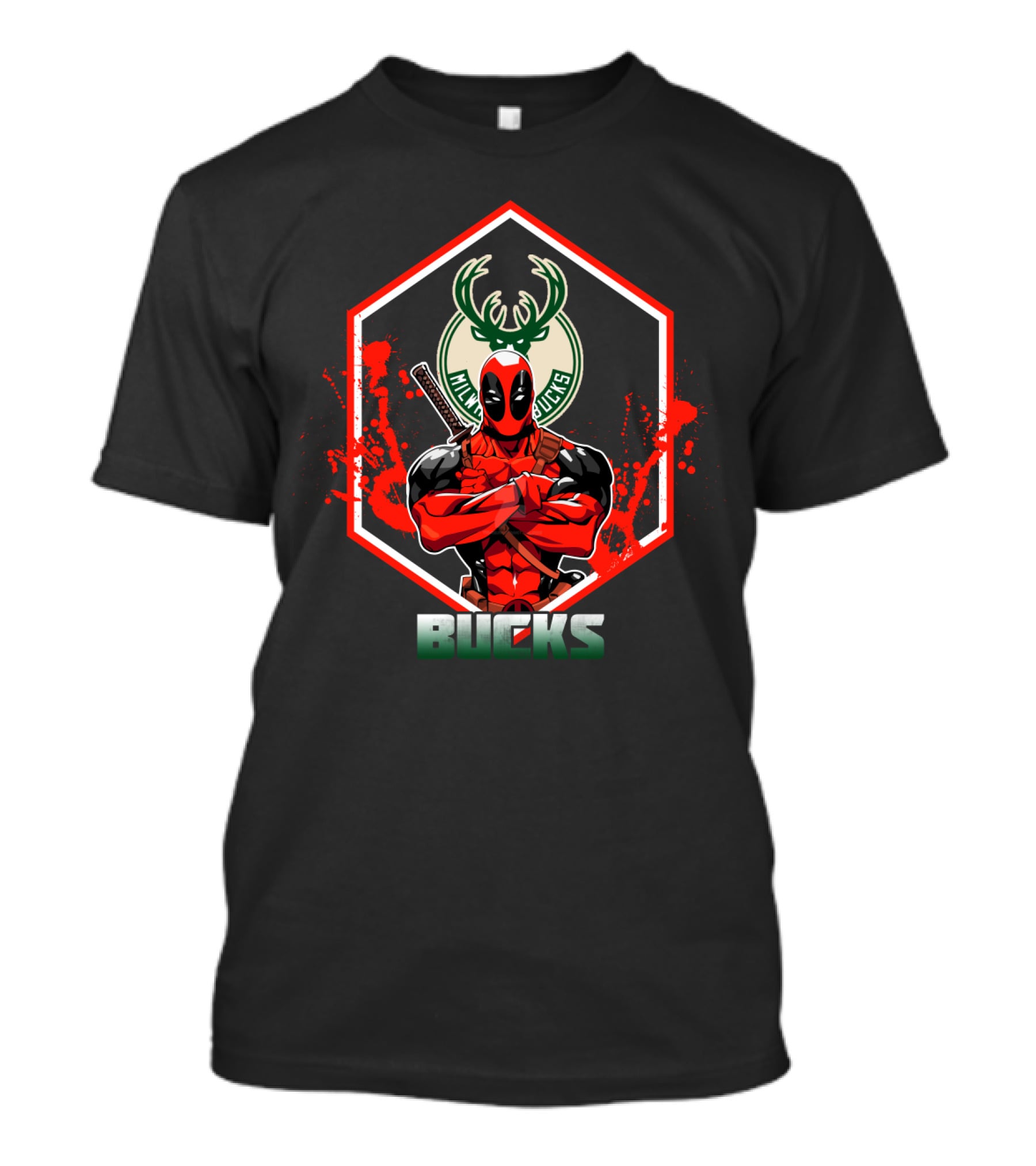Deadpool Milwaukee Bucks Crossover T-Shirt