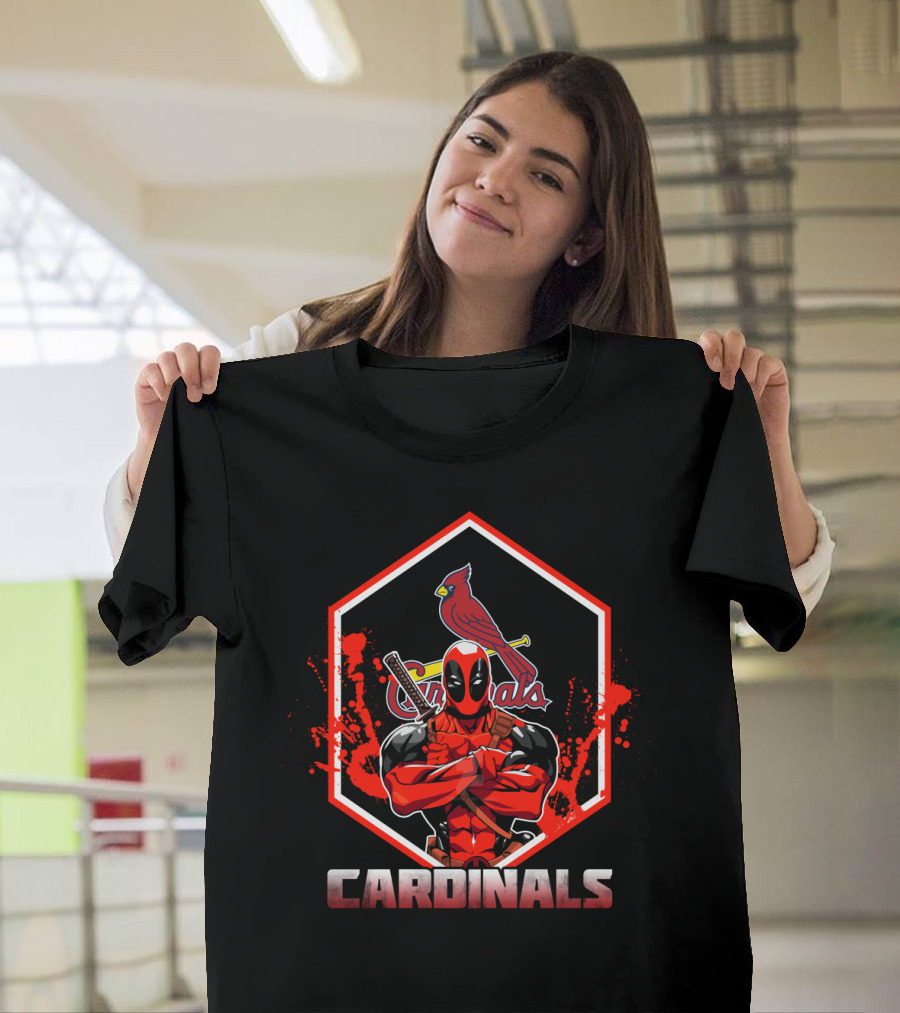 Deadpool Cardinals MLB St. Louis Fans Iconic Crossover Emblem T-Shirt