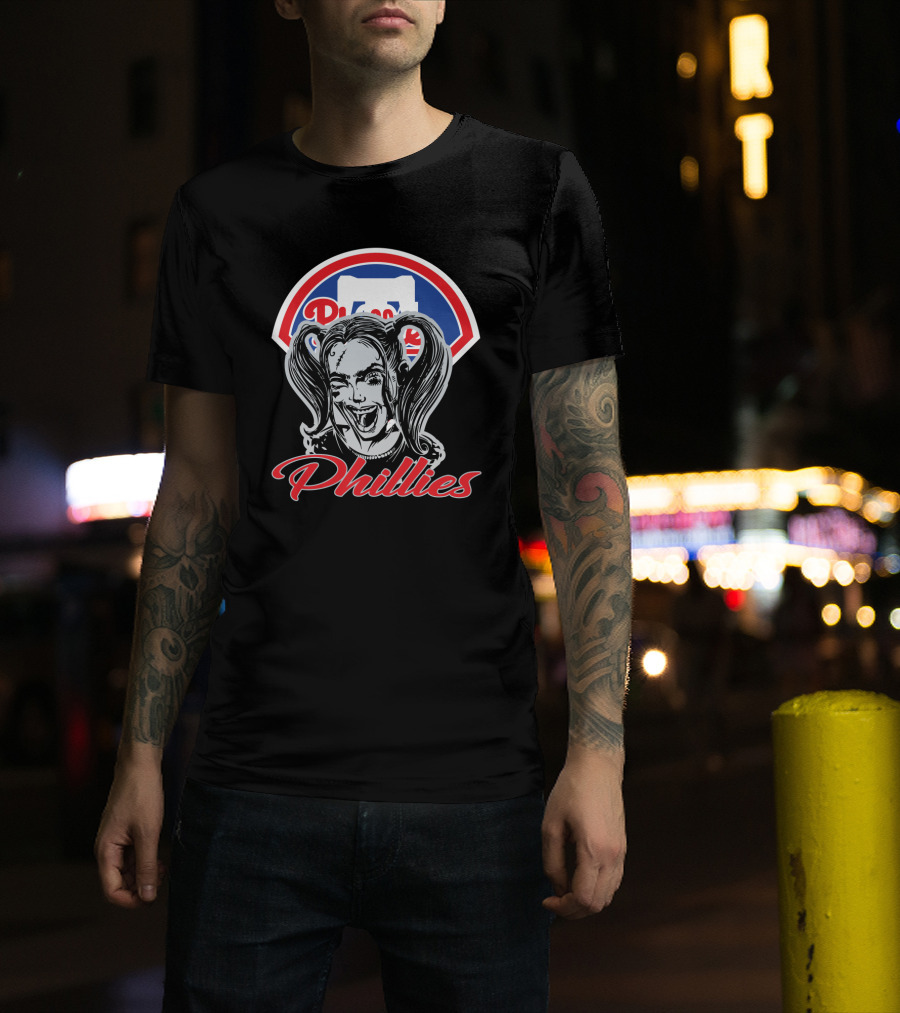 Harley Quinn Phillies Fan Philadelphia Phillies Logo Pigtails T-Shirt