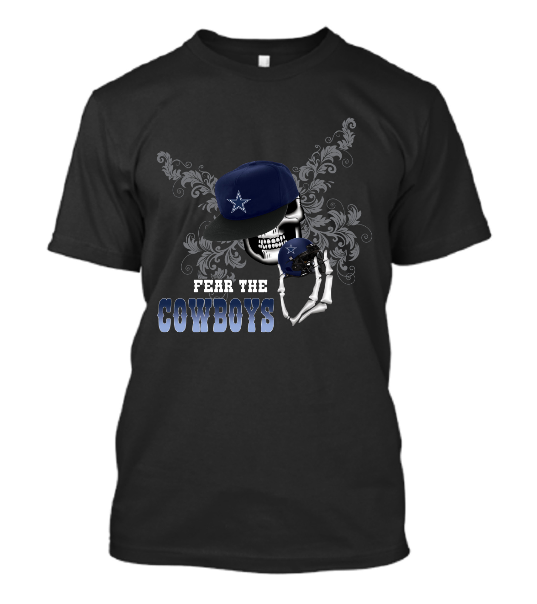 Fear The Cowboys Skull And Helmet T-Shirt