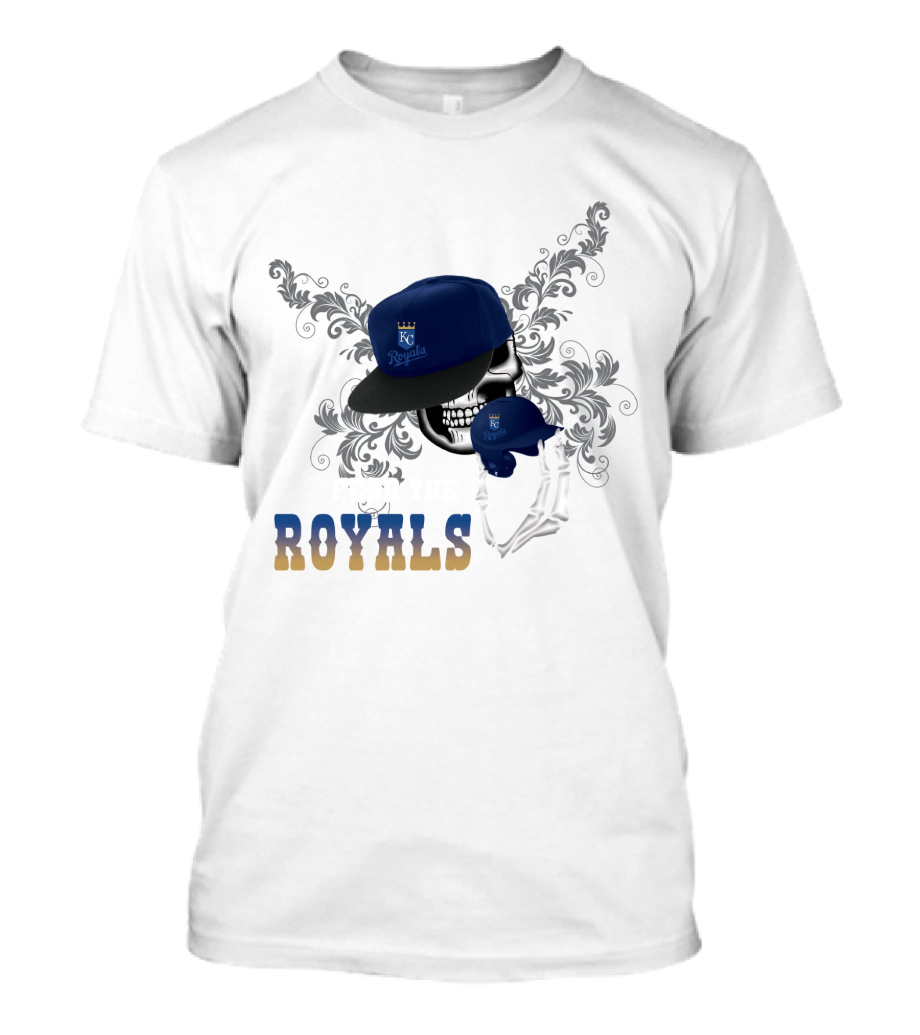 Kansas City Royals Skeleton Hat Fear The Royals T-Shirt