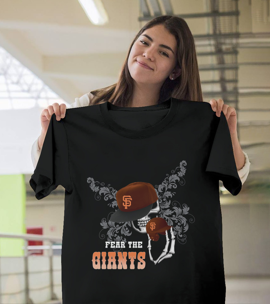 Fear The Giants San Francisco Skull Skeleton Baseball Cap T-Shirt