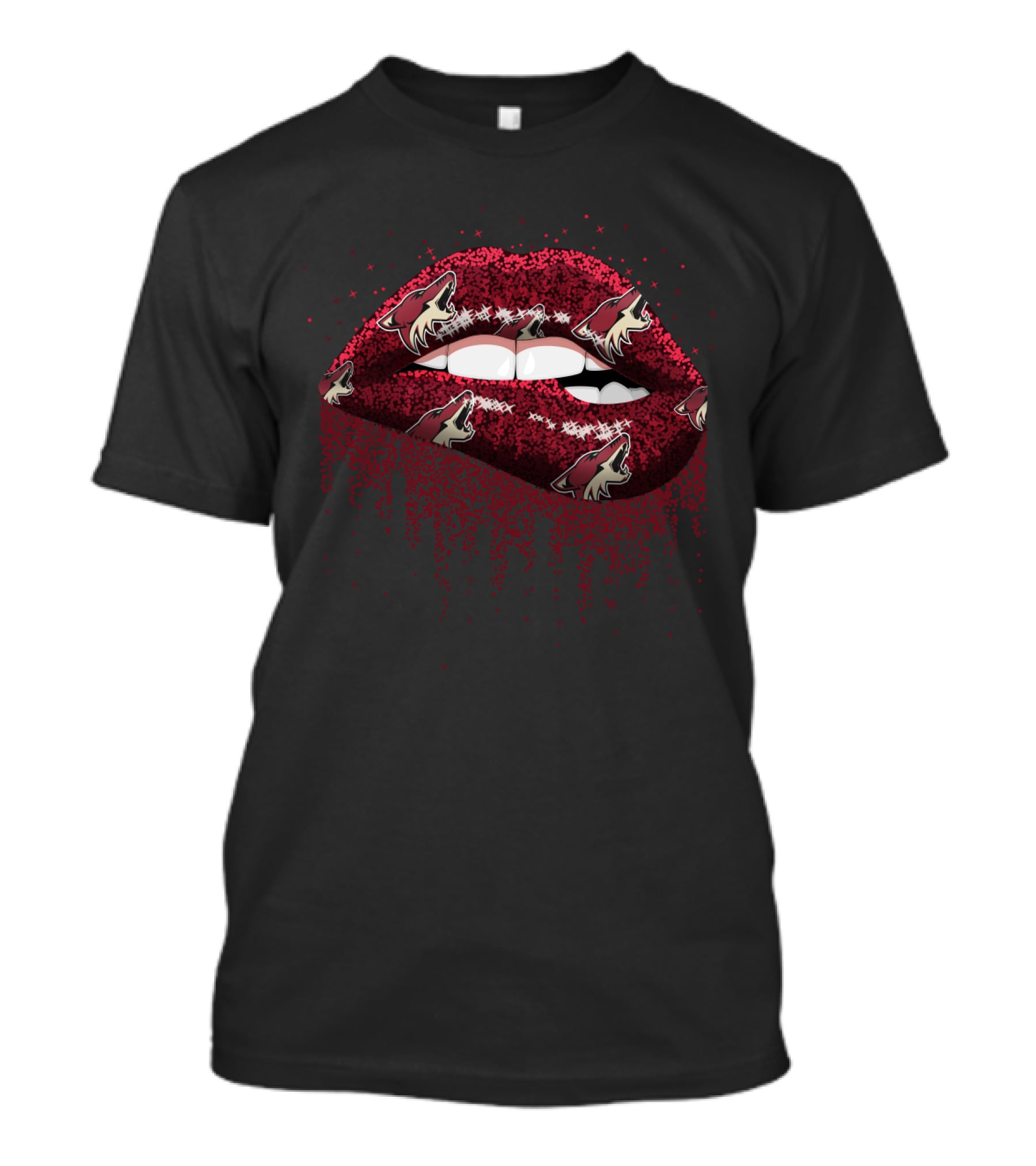 Arizona Coyotes Glitter Lip Art For Hockey Fans T-Shirt