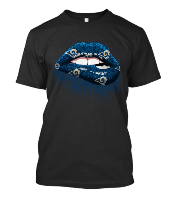 Los Angeles Rams Blue Lips Fan Art Featuring Team T-Shirt
