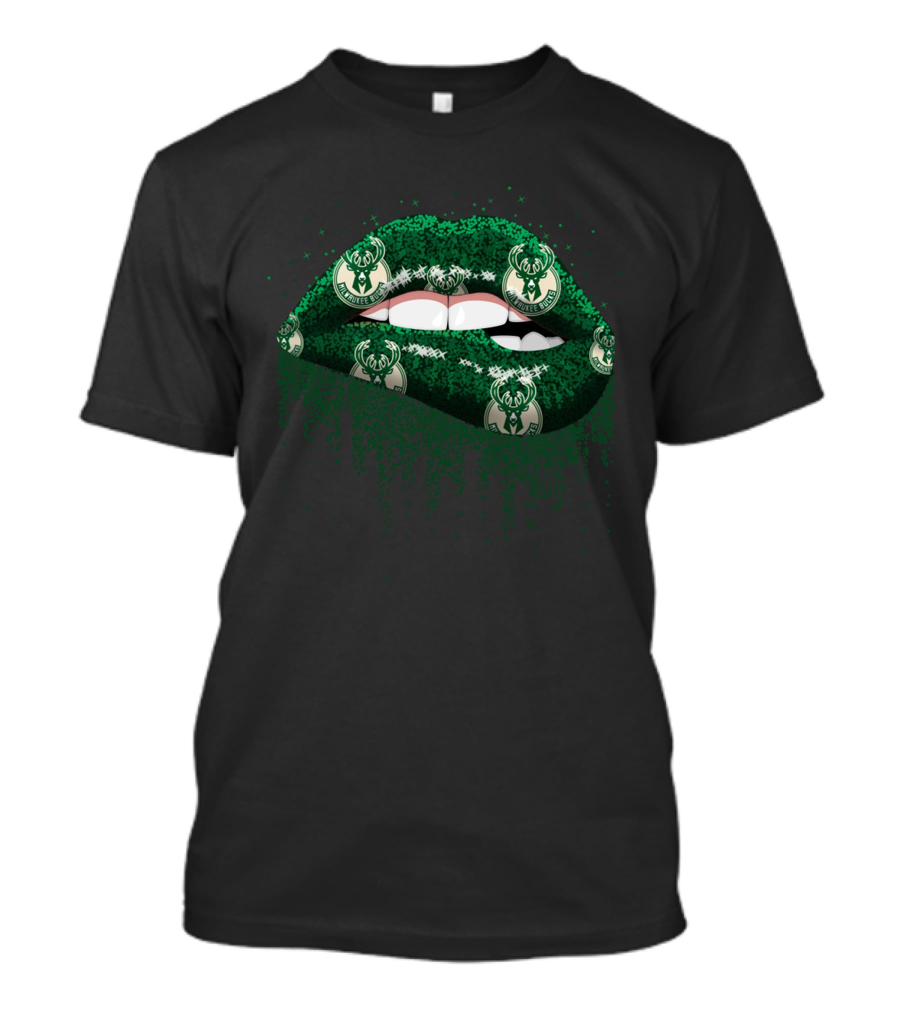 Milwaukee Bucks Lips Logo Pattern For Fans T-Shirt