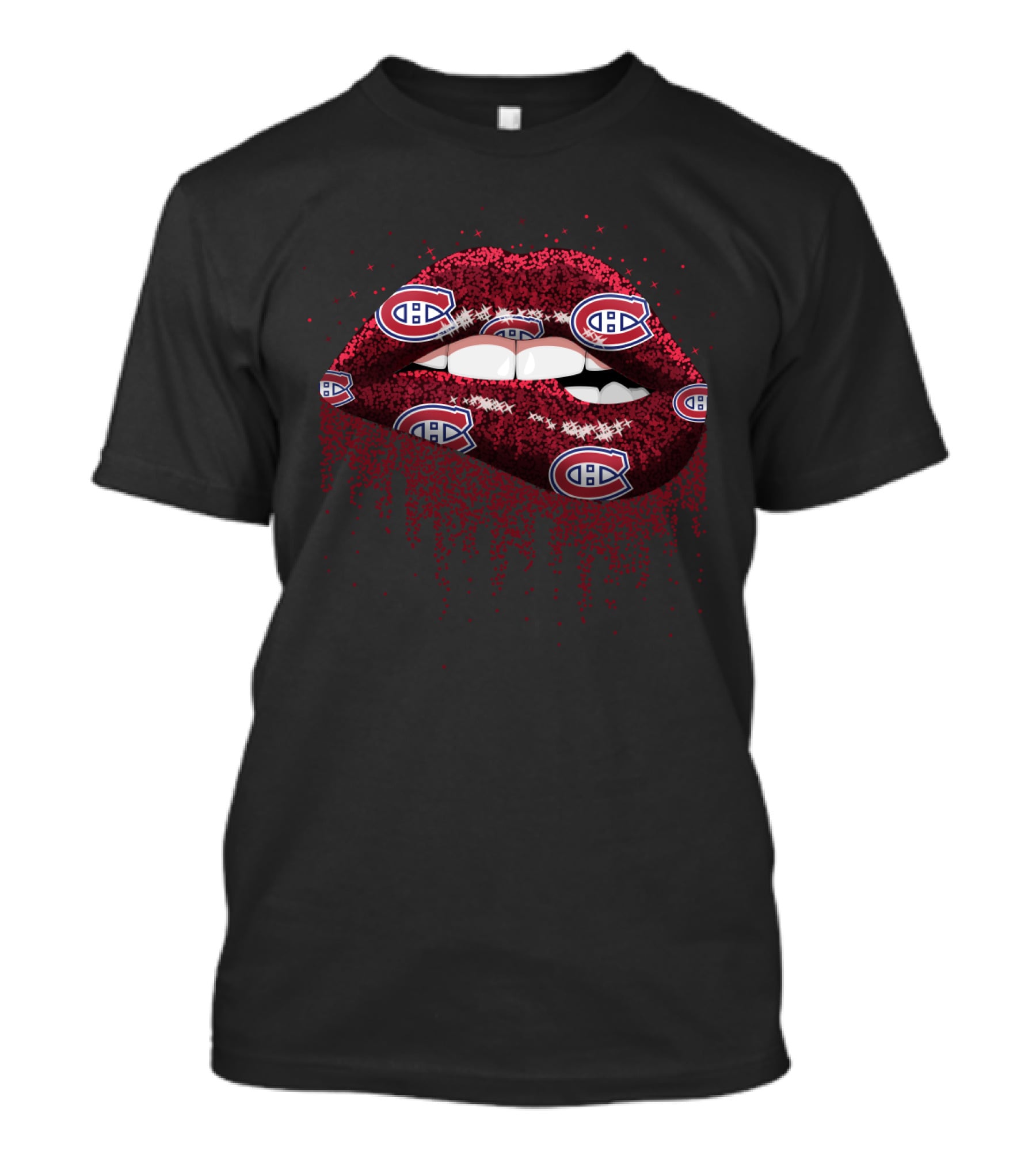 Montreal Canadiens Glitter Lips Fan Art With Team T-Shirt
