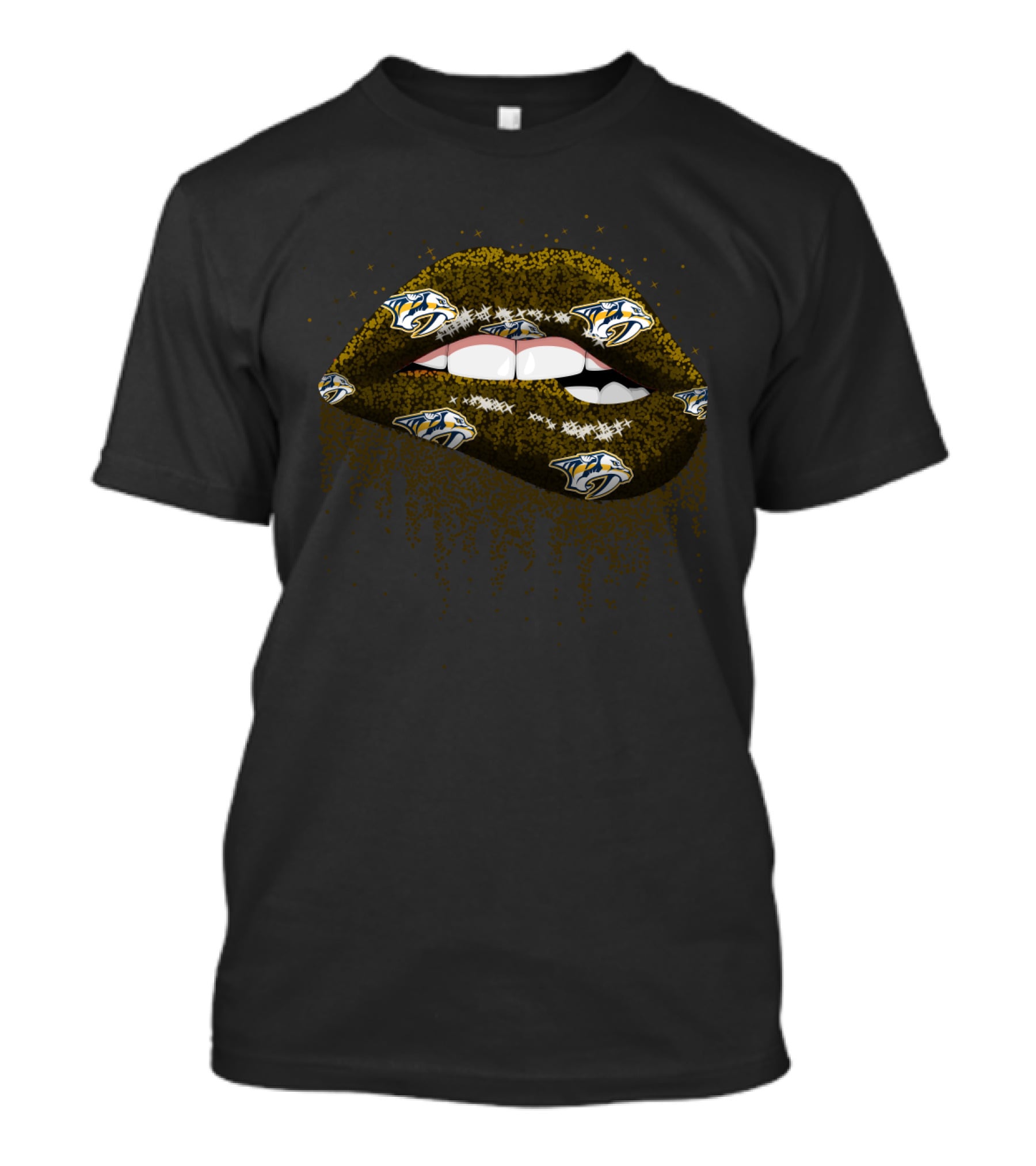 Nashville Predators Glitter Lips Fan Apparel Featuring Team T-Shirt